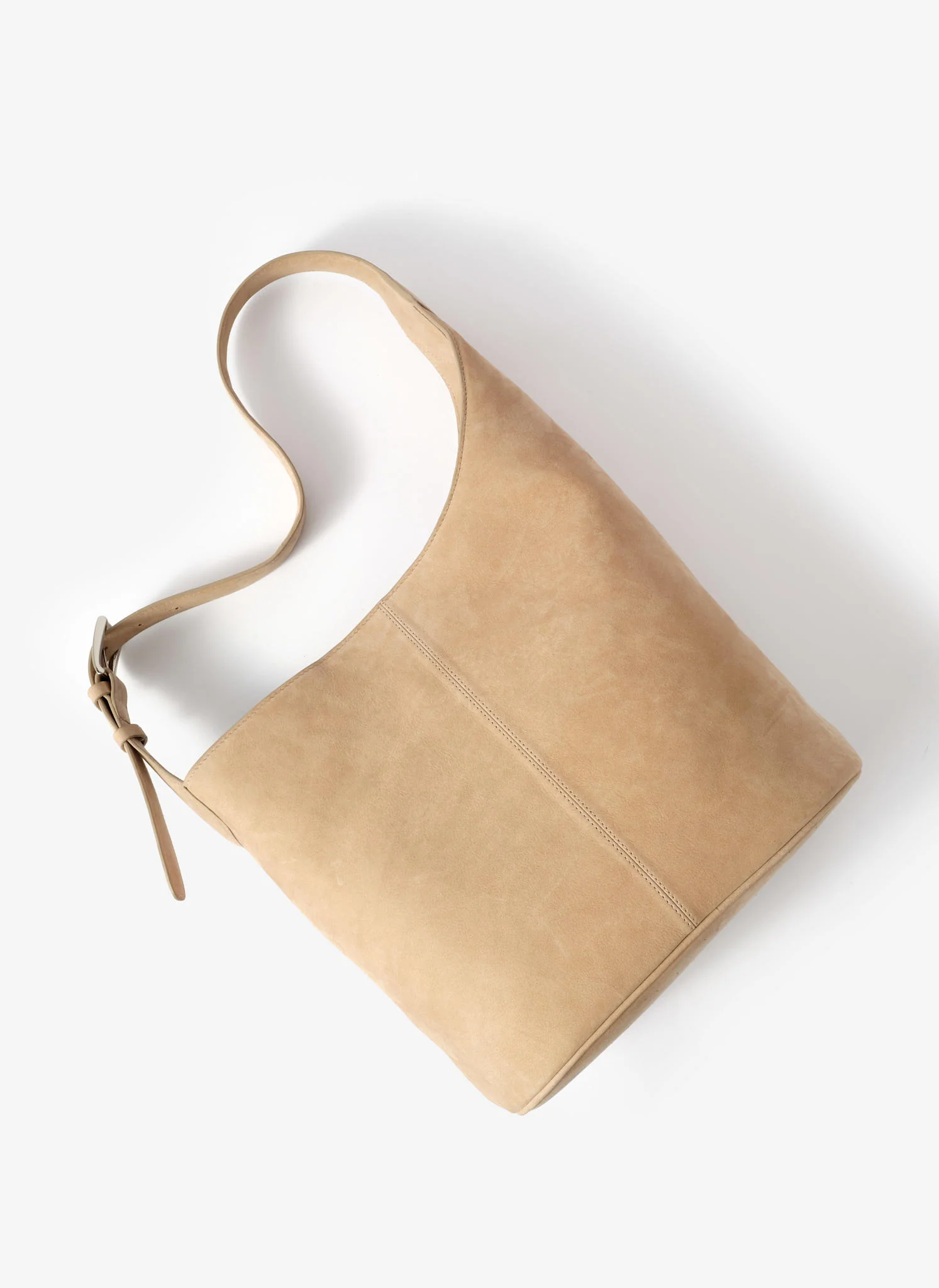 Alexa Neutral Suede Bucket Bag - Image 5