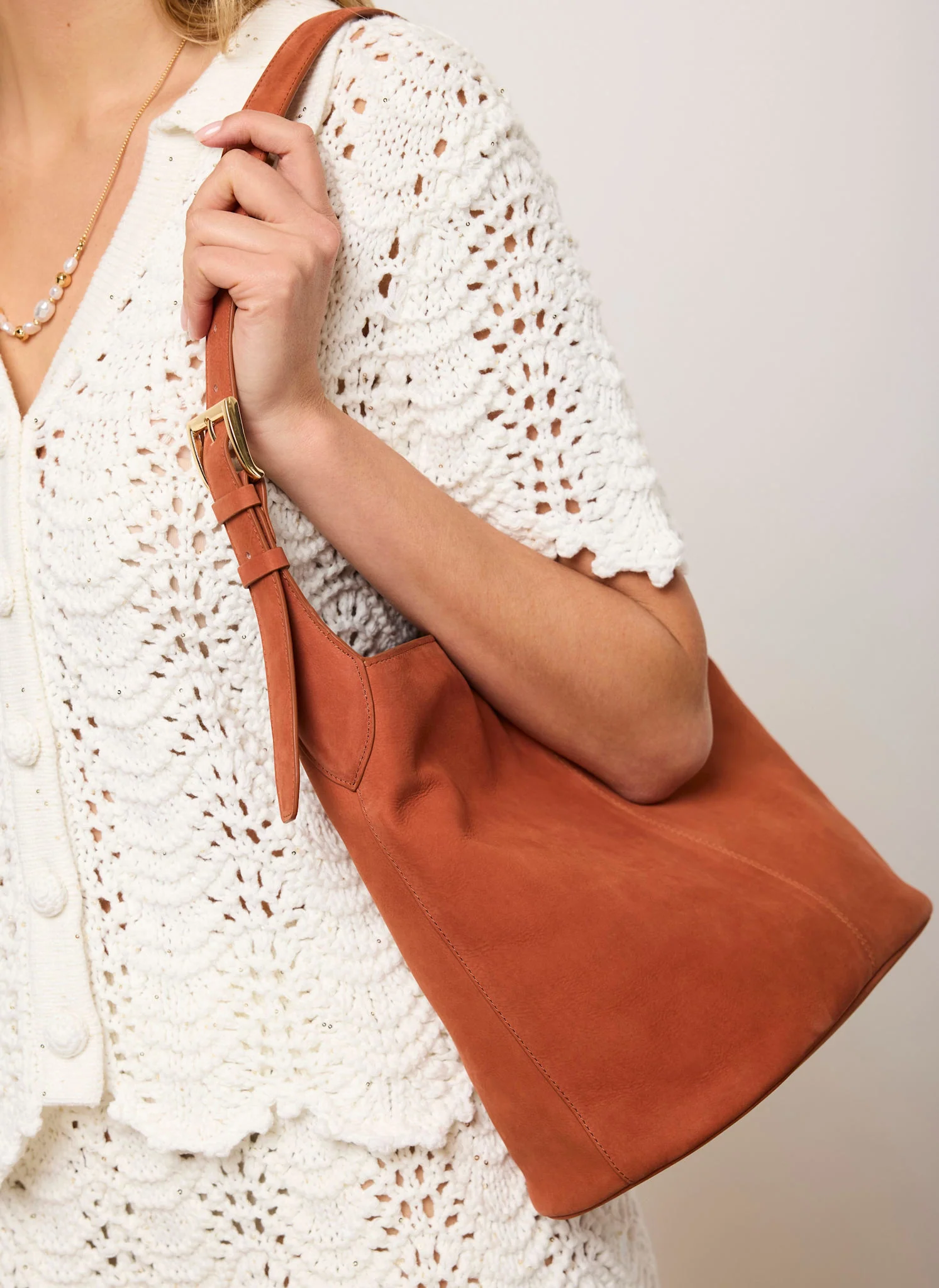 Alexa Orange Suede Bucket Bag - Image 4