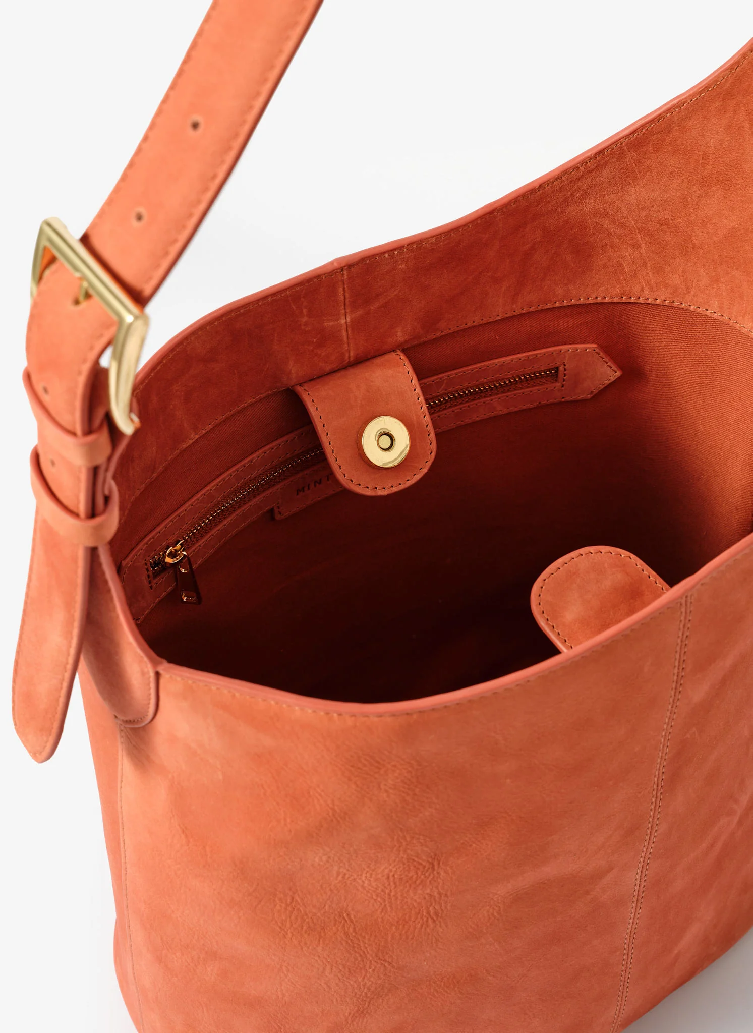 Alexa Orange Suede Bucket Bag - Image 6