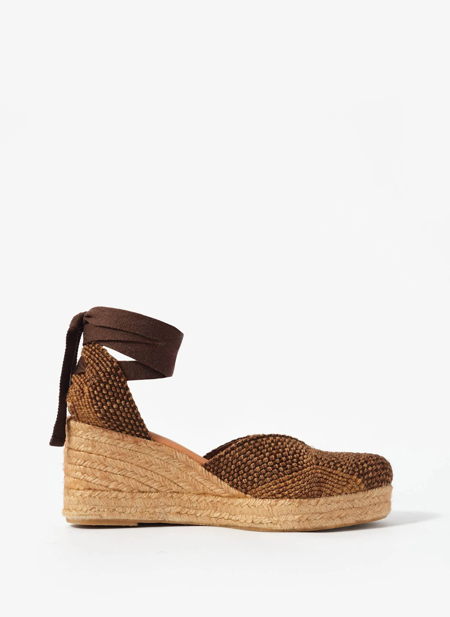 Amelia Brown Woven Espadrille Wedges - Image 2