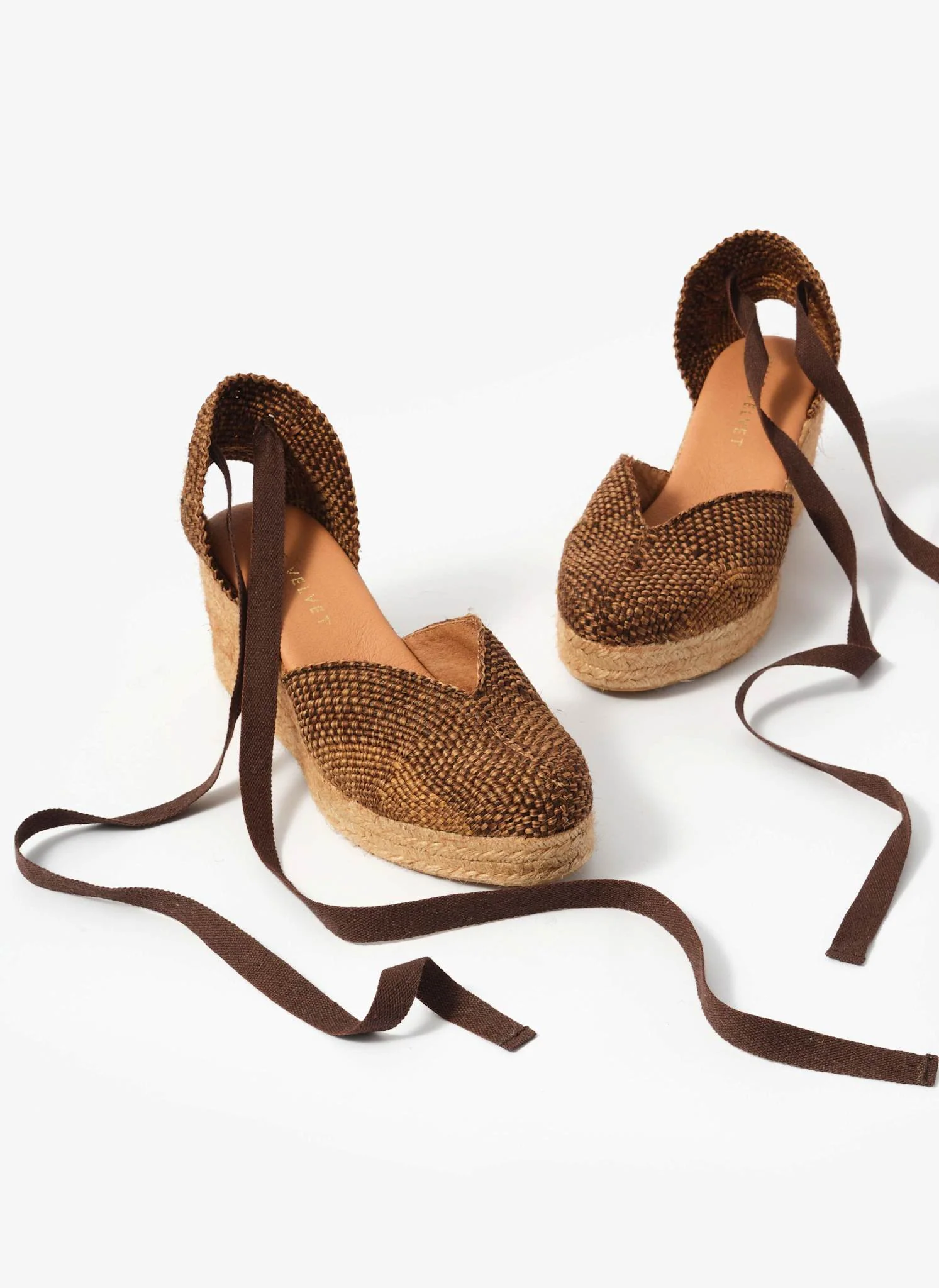 Amelia Brown Woven Espadrille Wedges - Image 4