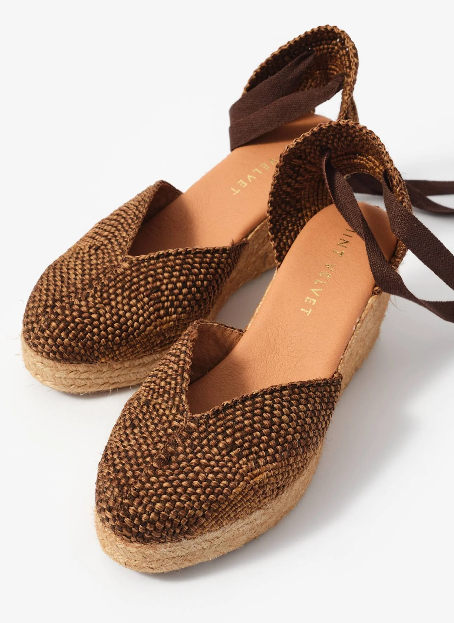 Amelia Brown Woven Espadrille Wedges - Image 5