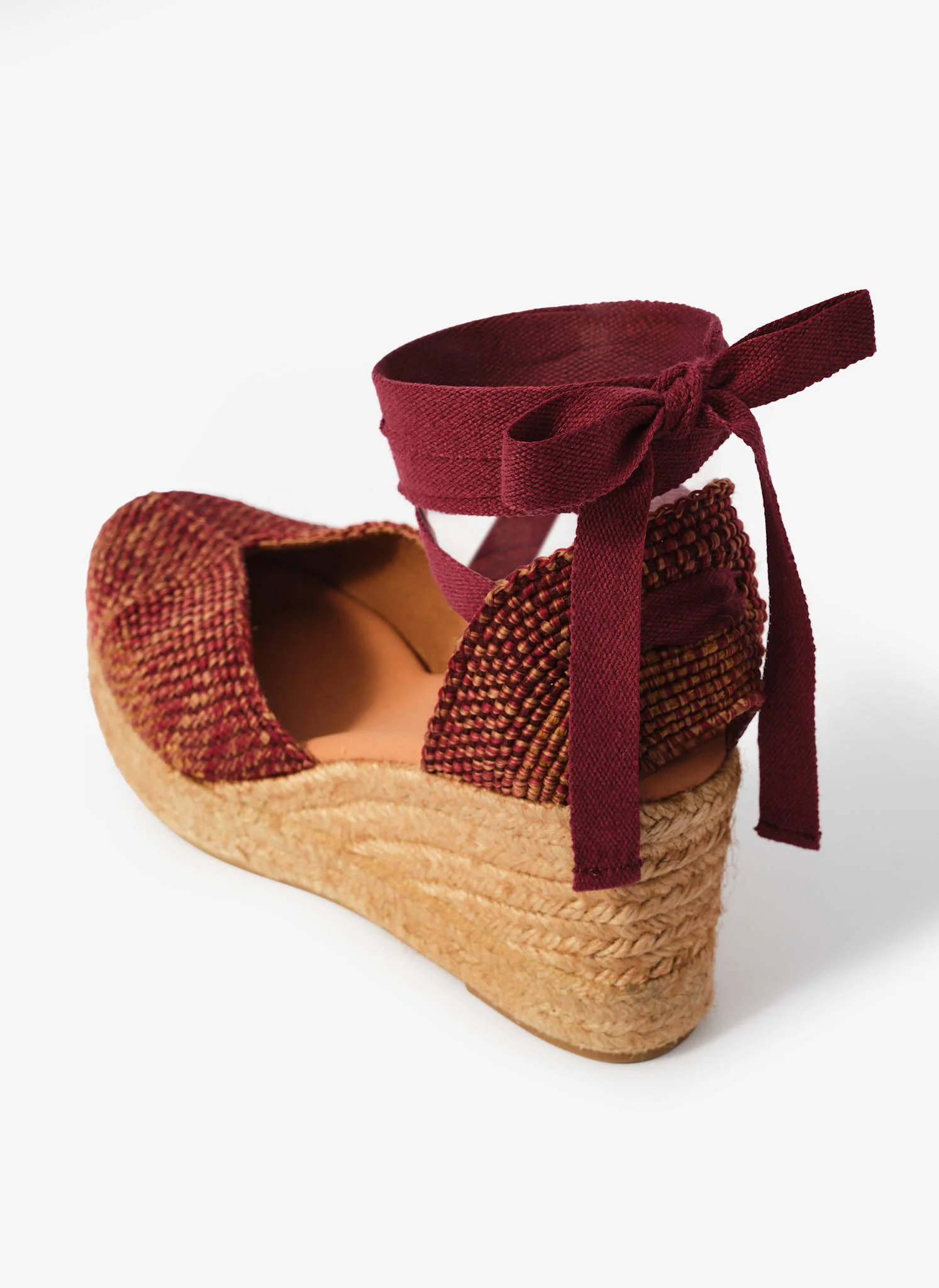 Amelia Burgundy Woven Espadrille Wedges - Image 3