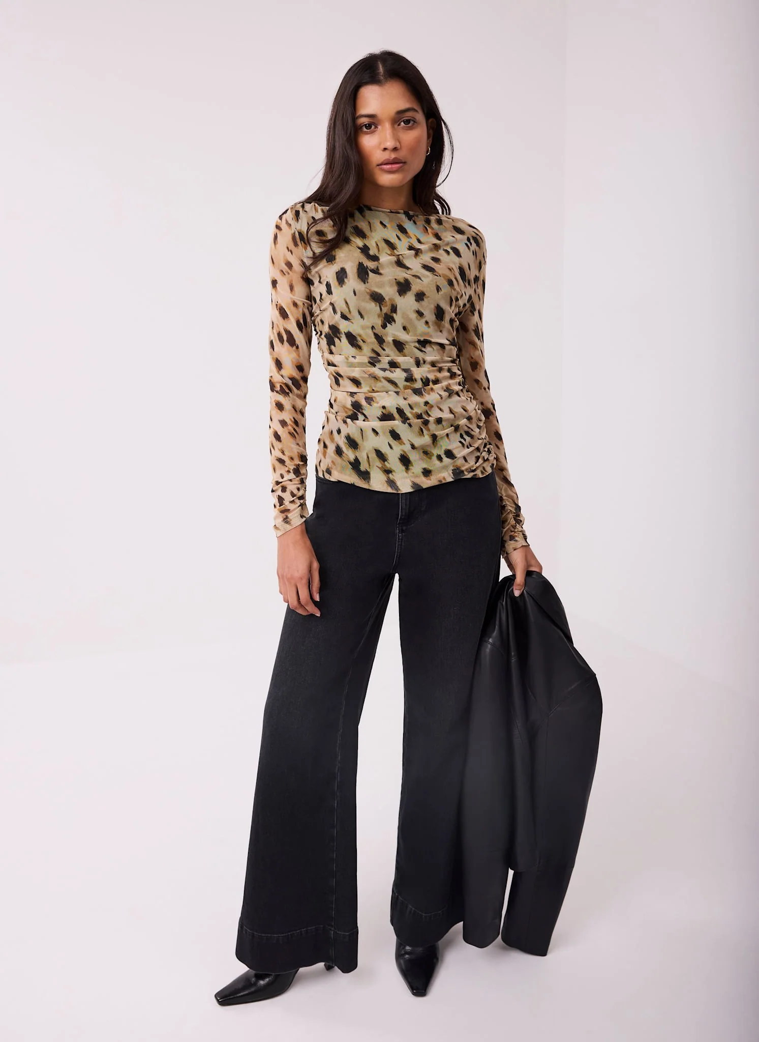 Animal Print Mesh Long Sleeve Top - Image 6