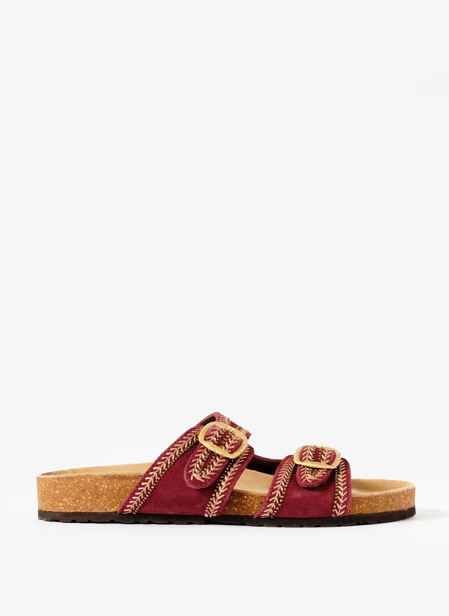 Ava Red Suede Beaded Sandals - Image 2