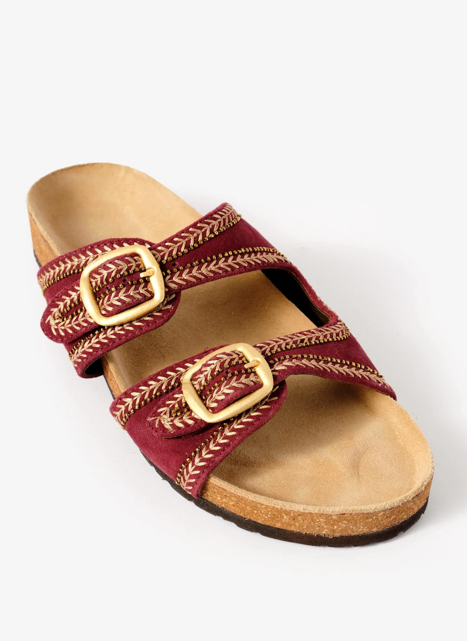 Ava Red Suede Beaded Sandals - Image 4