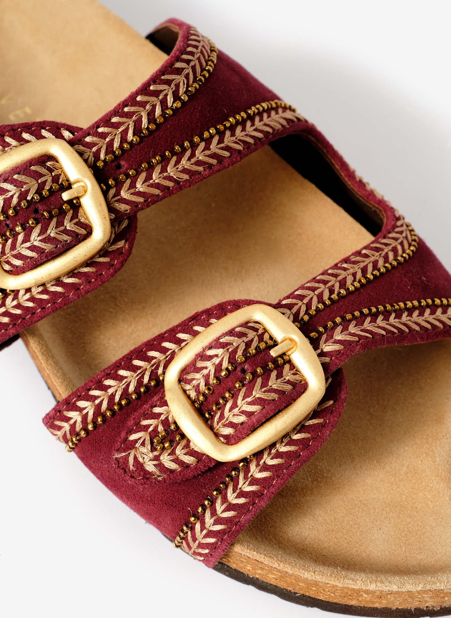 Ava Red Suede Beaded Sandals - Image 5