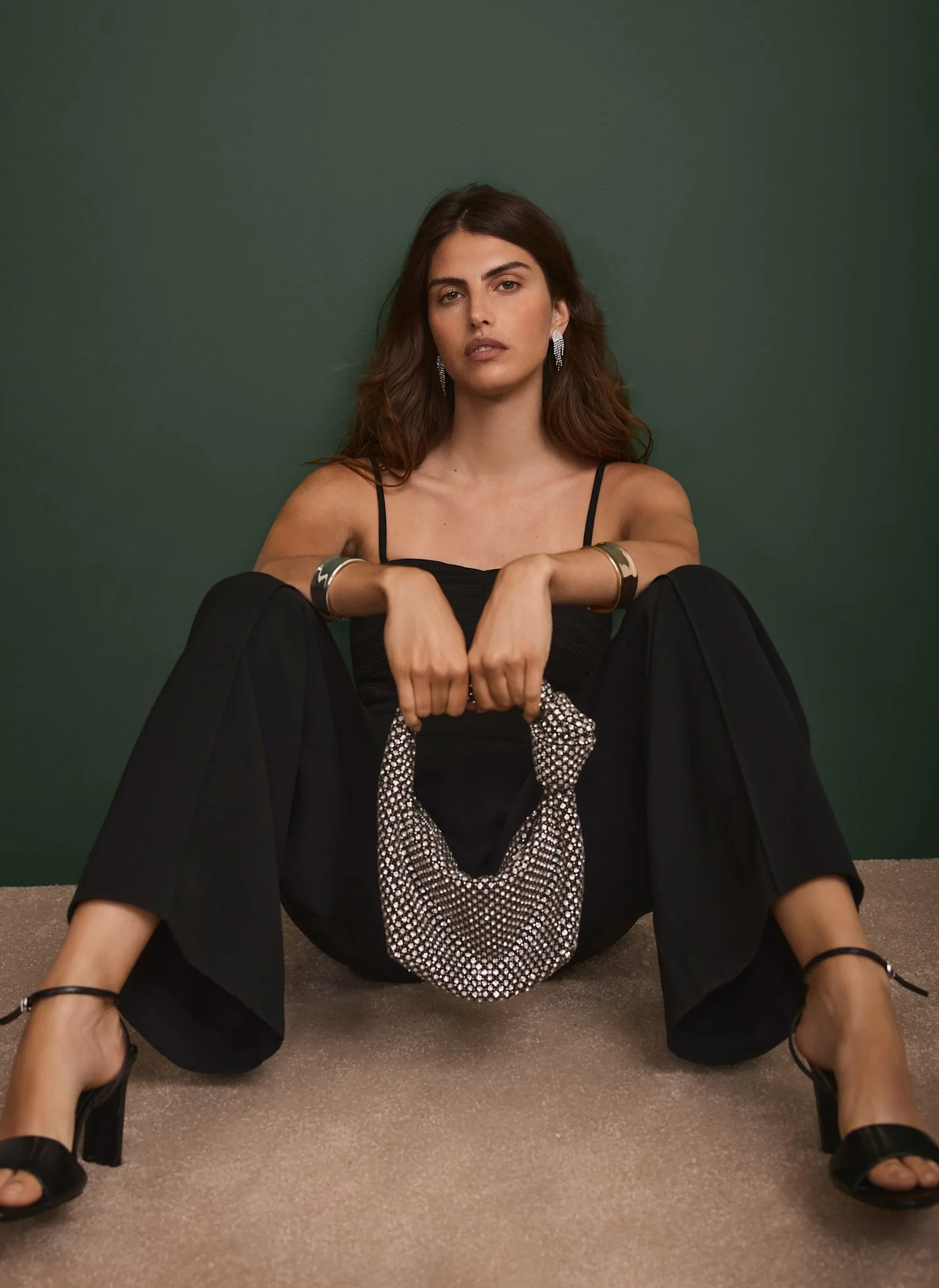 Black Pleated Bandeau Jumpsuit - Image 3