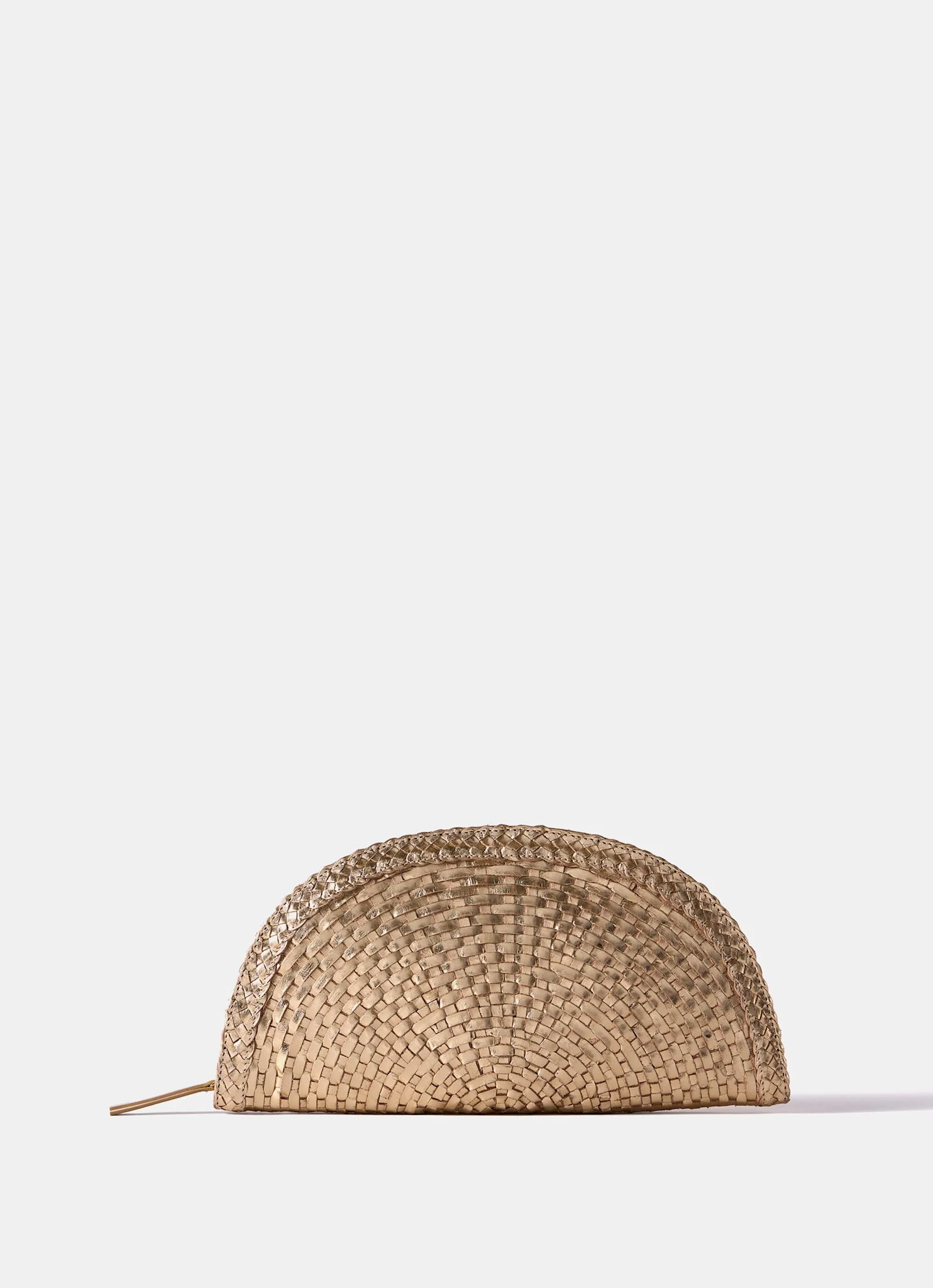 Bea Gold Leather Woven Clutch - Image 2