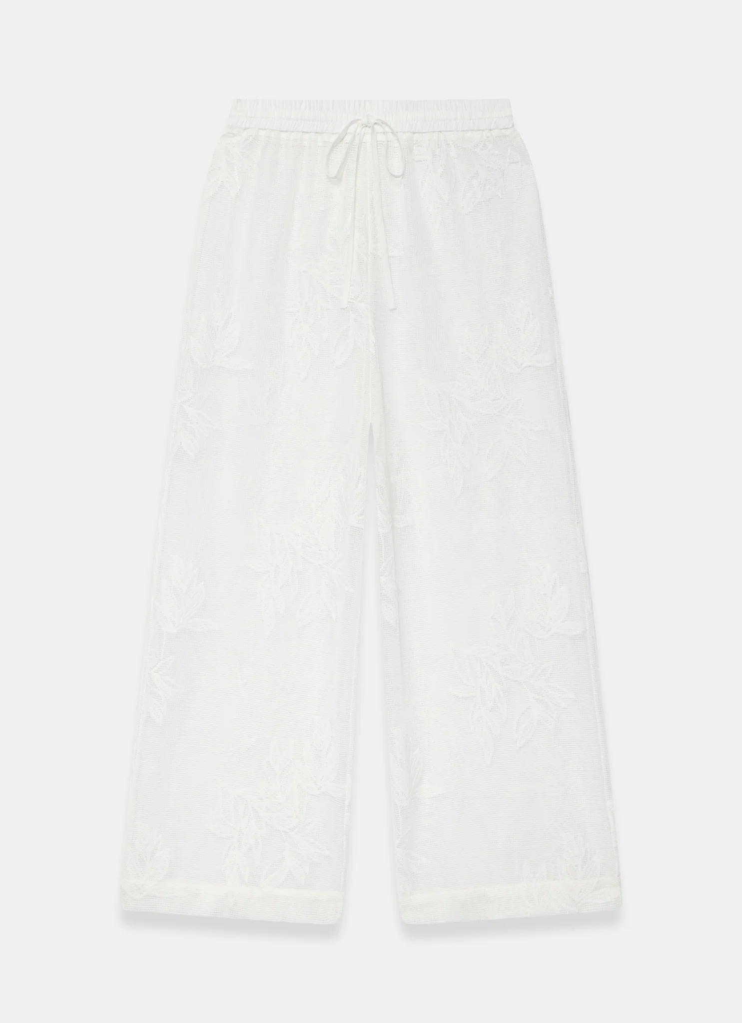 White Floral Detail Mesh Trousers - Image 6