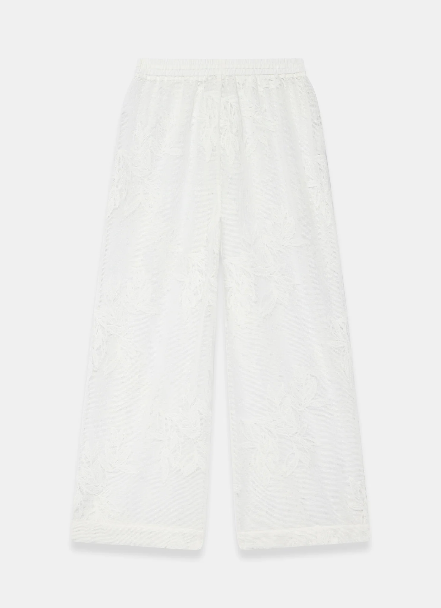White Floral Detail Mesh Trousers - Image 7