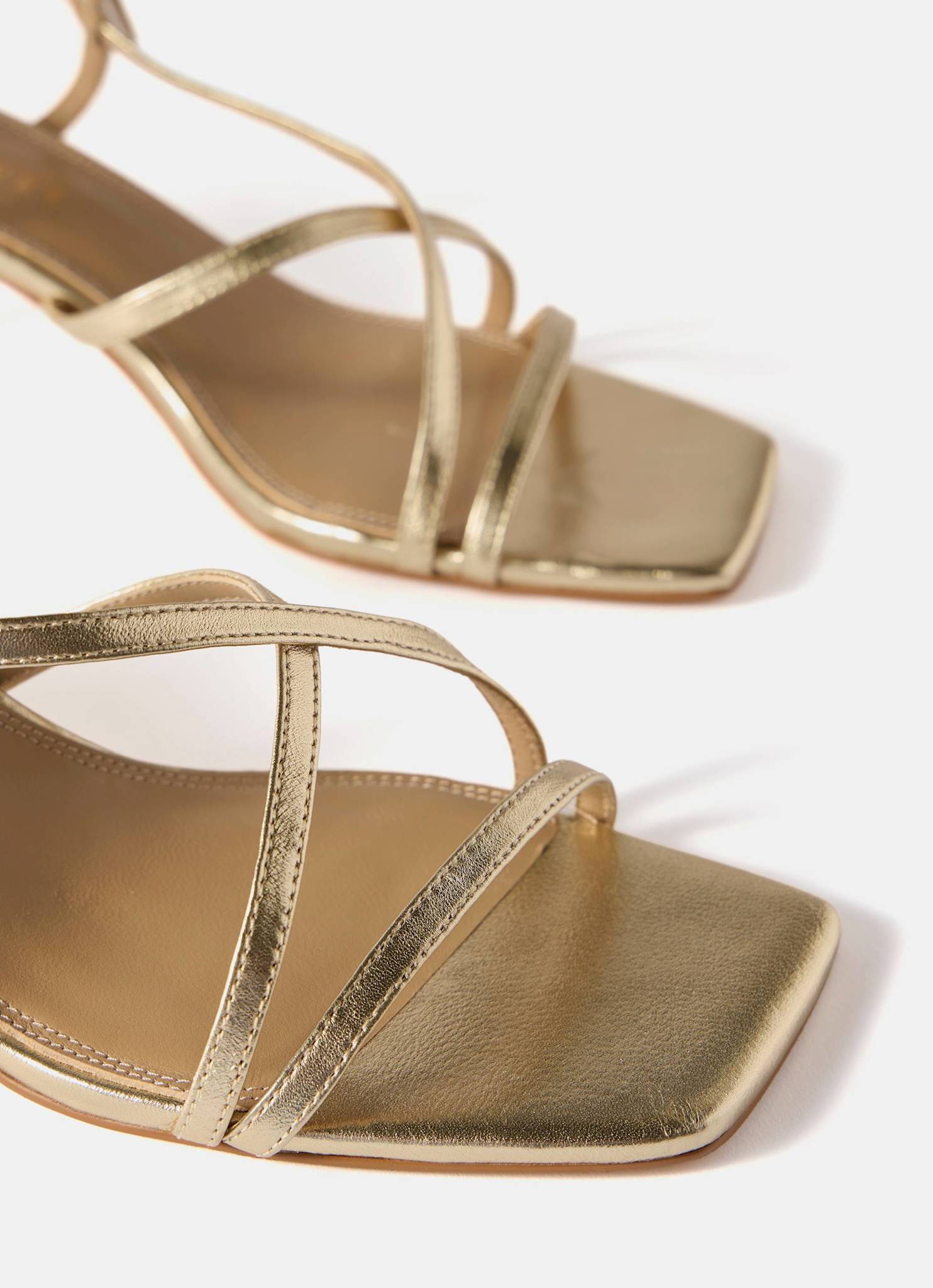 Eli Gold Leather Strappy Kitten Heels - Image 3
