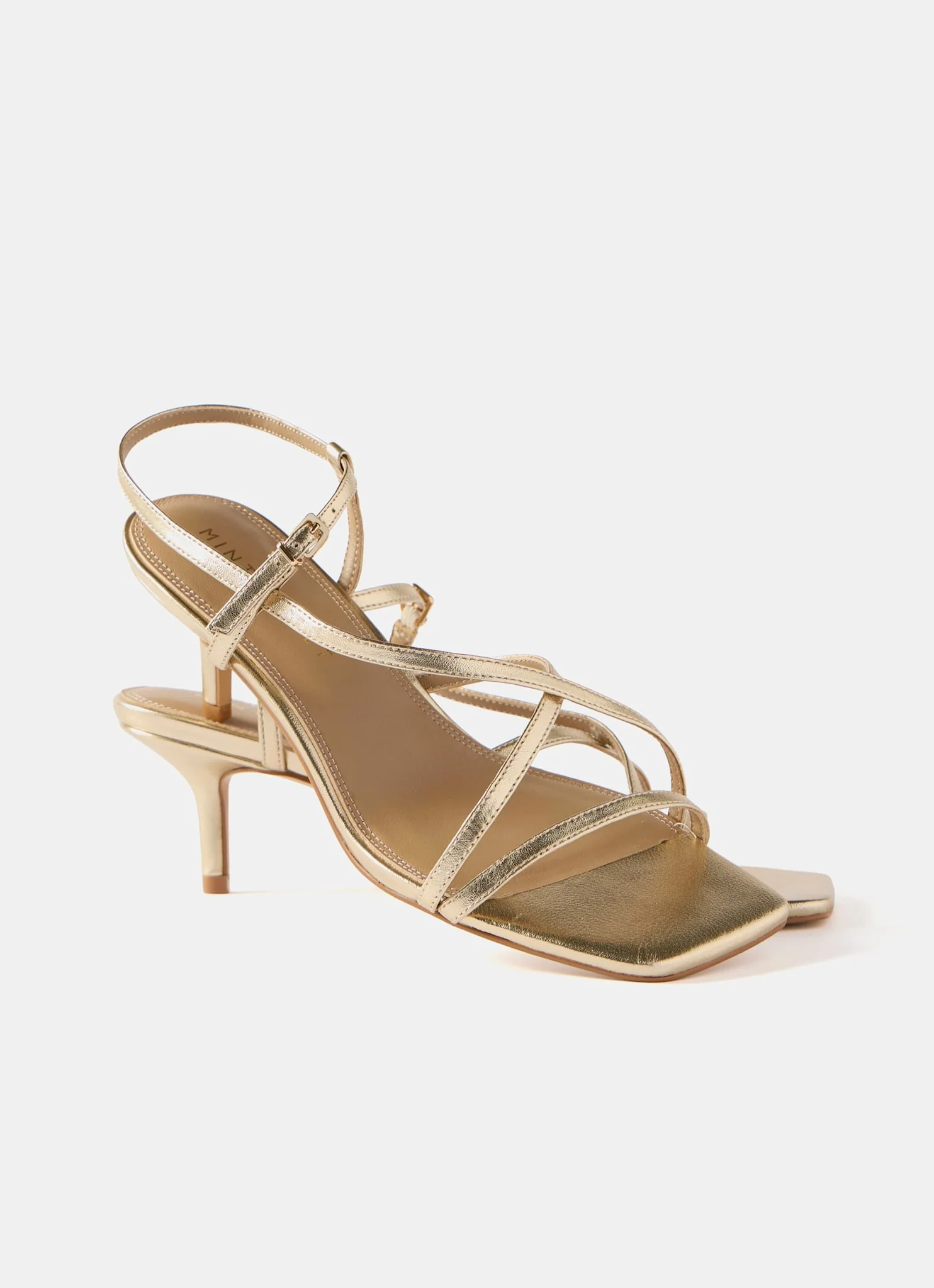 Eli Gold Leather Strappy Kitten Heels - Image 4