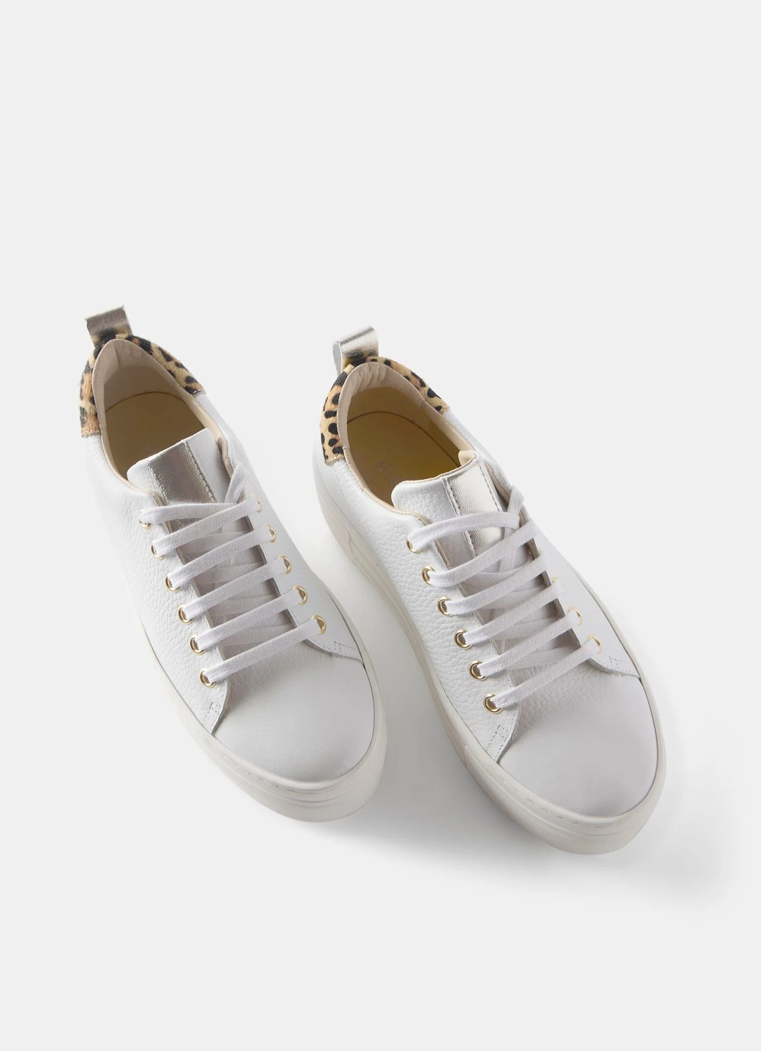 Belle White Platform Leopard Trainers - Image 5