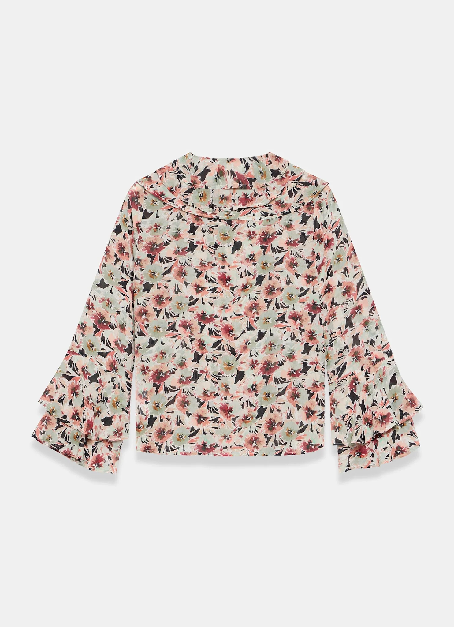 Green Floral Print Ruffle Blouse - Image 8