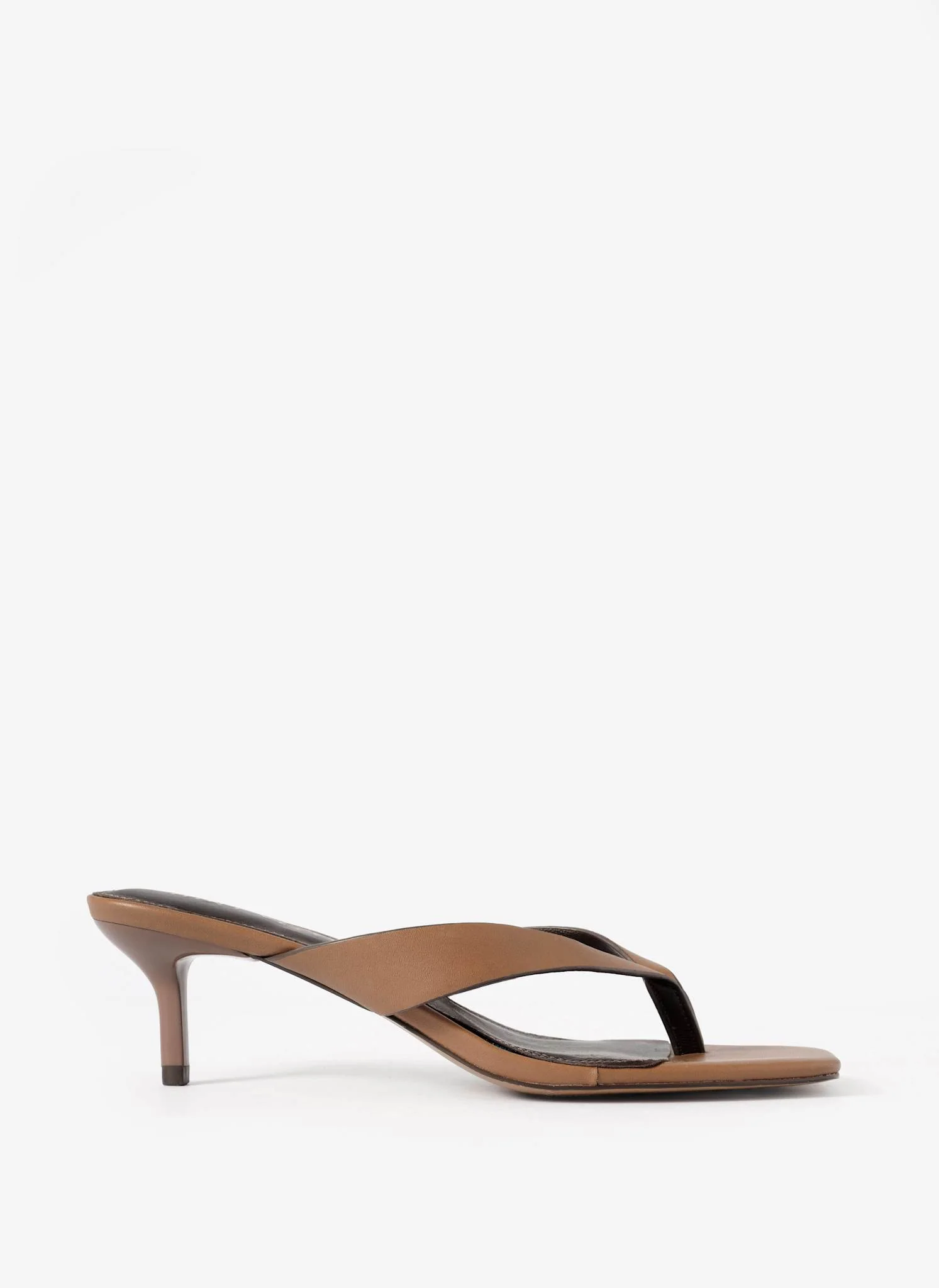 Betty Tan Leather Flip Flop Heels