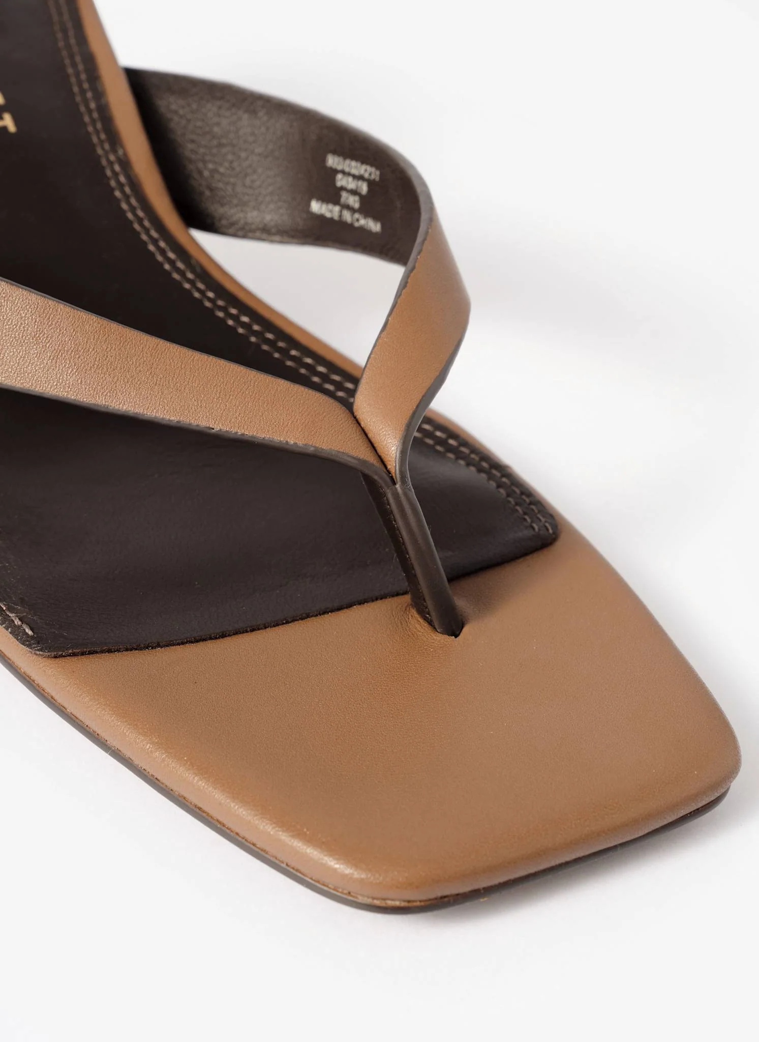 Betty Tan Leather Flip Flop Heels - Image 4