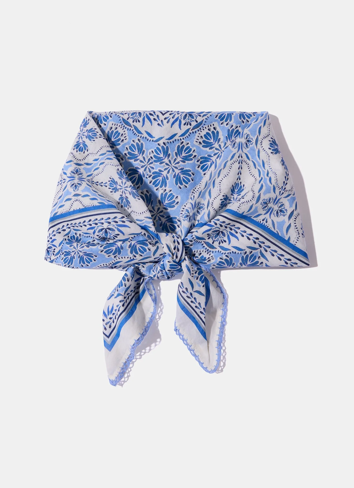 Blue Cotton Printed Neck Scarf - Image 5