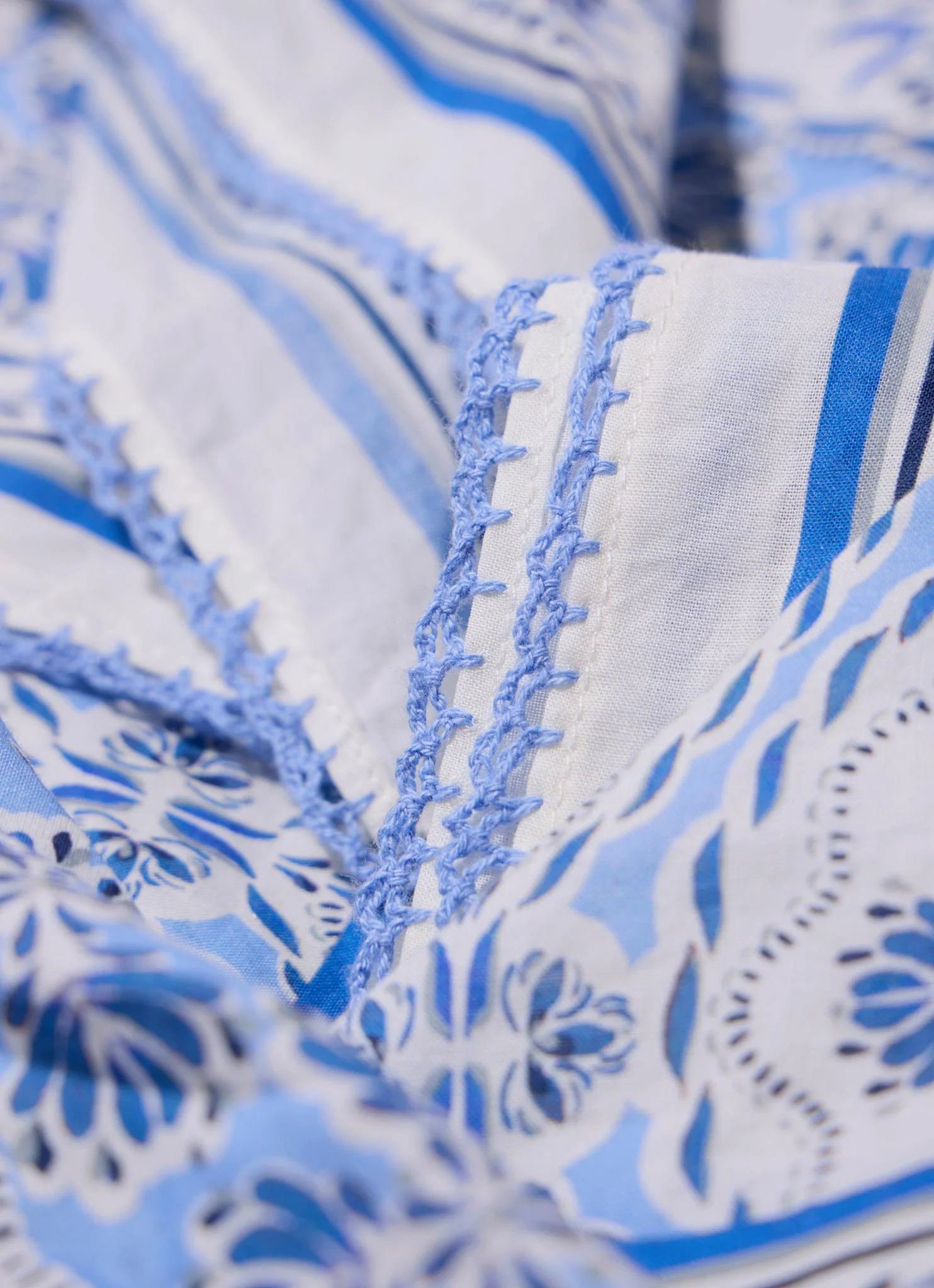 Blue Cotton Printed Neck Scarf - Image 7