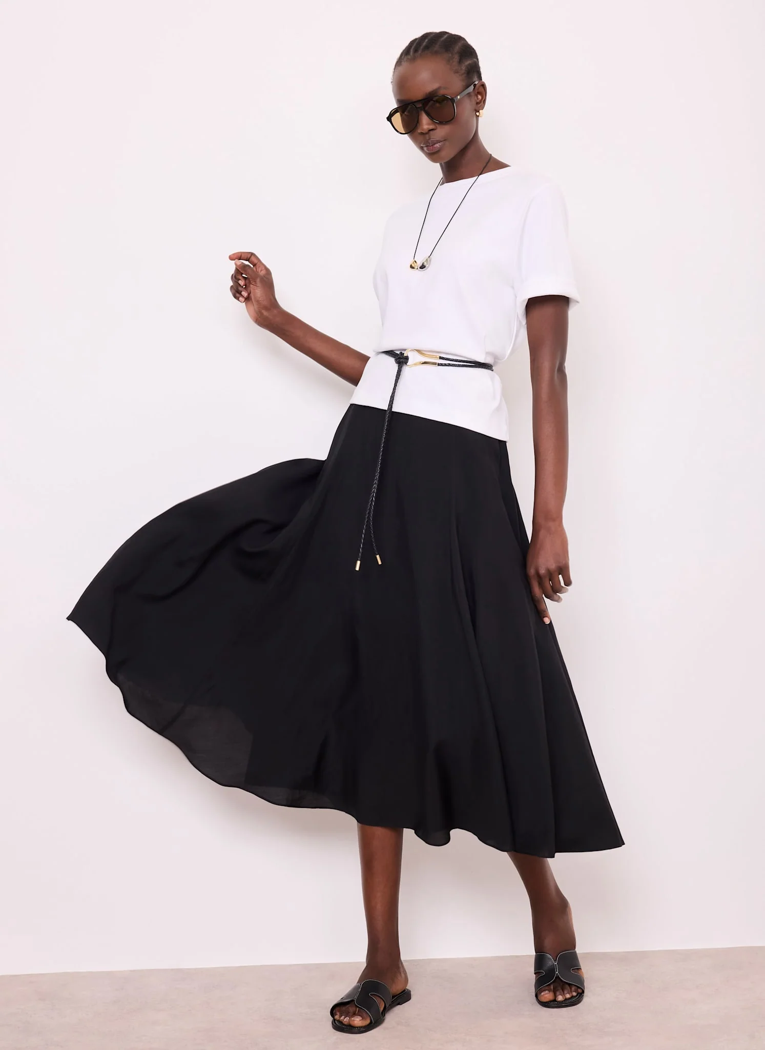 Black A Line Midi Skirt - Image 2