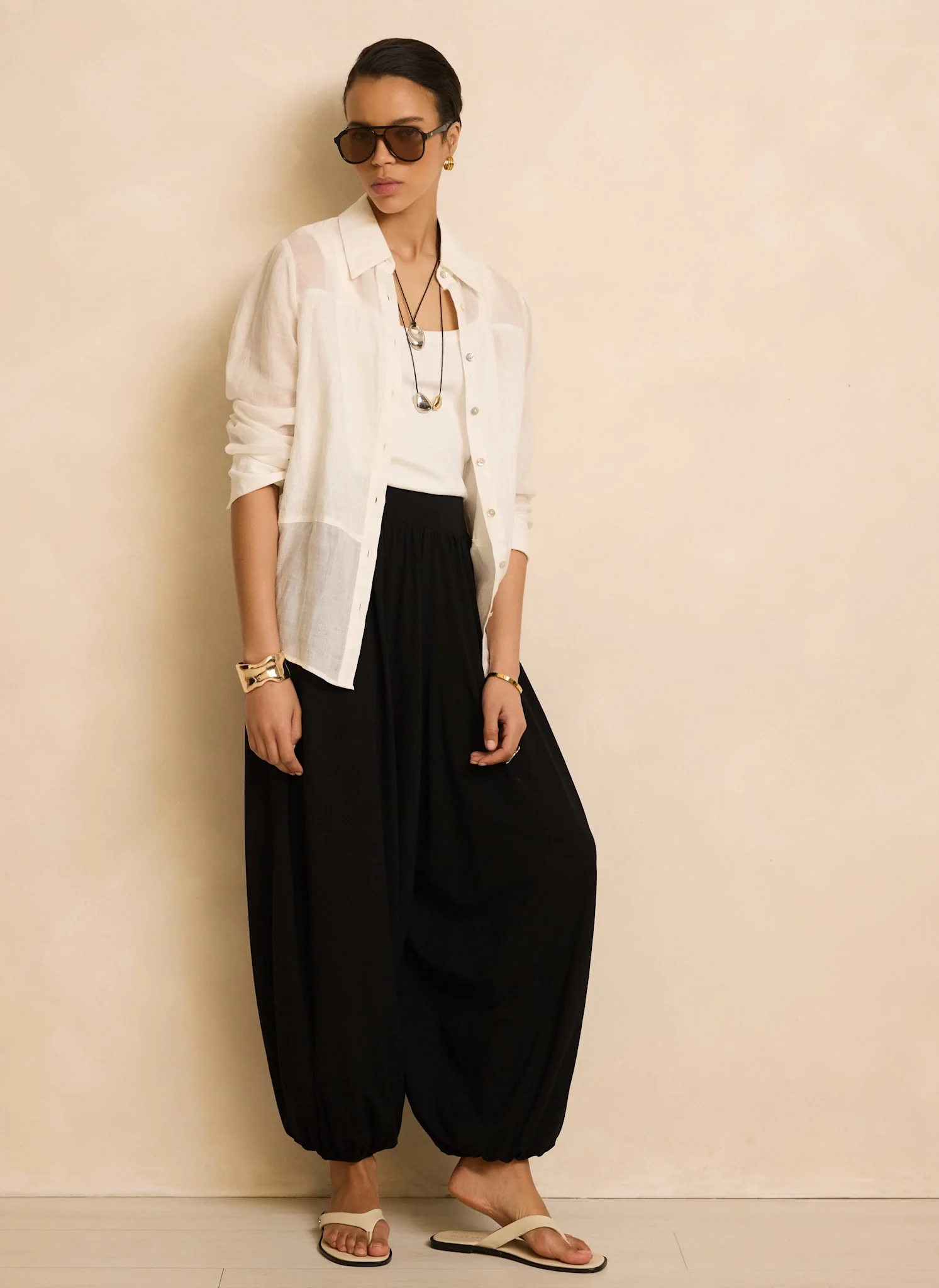 Black Jersey Balloon Trousers - Image 3