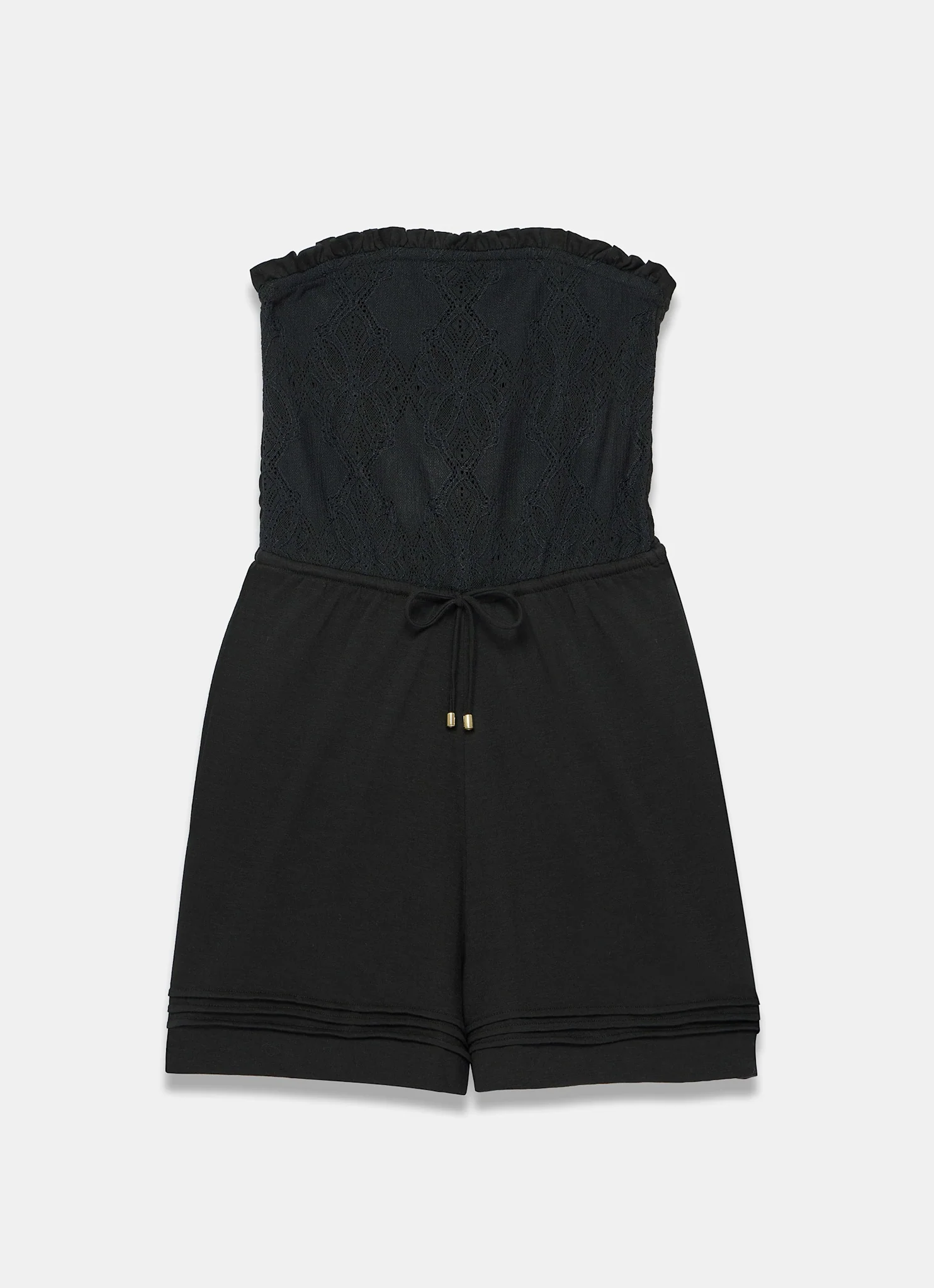 Black Bandeau Lace Playsuit - Image 6
