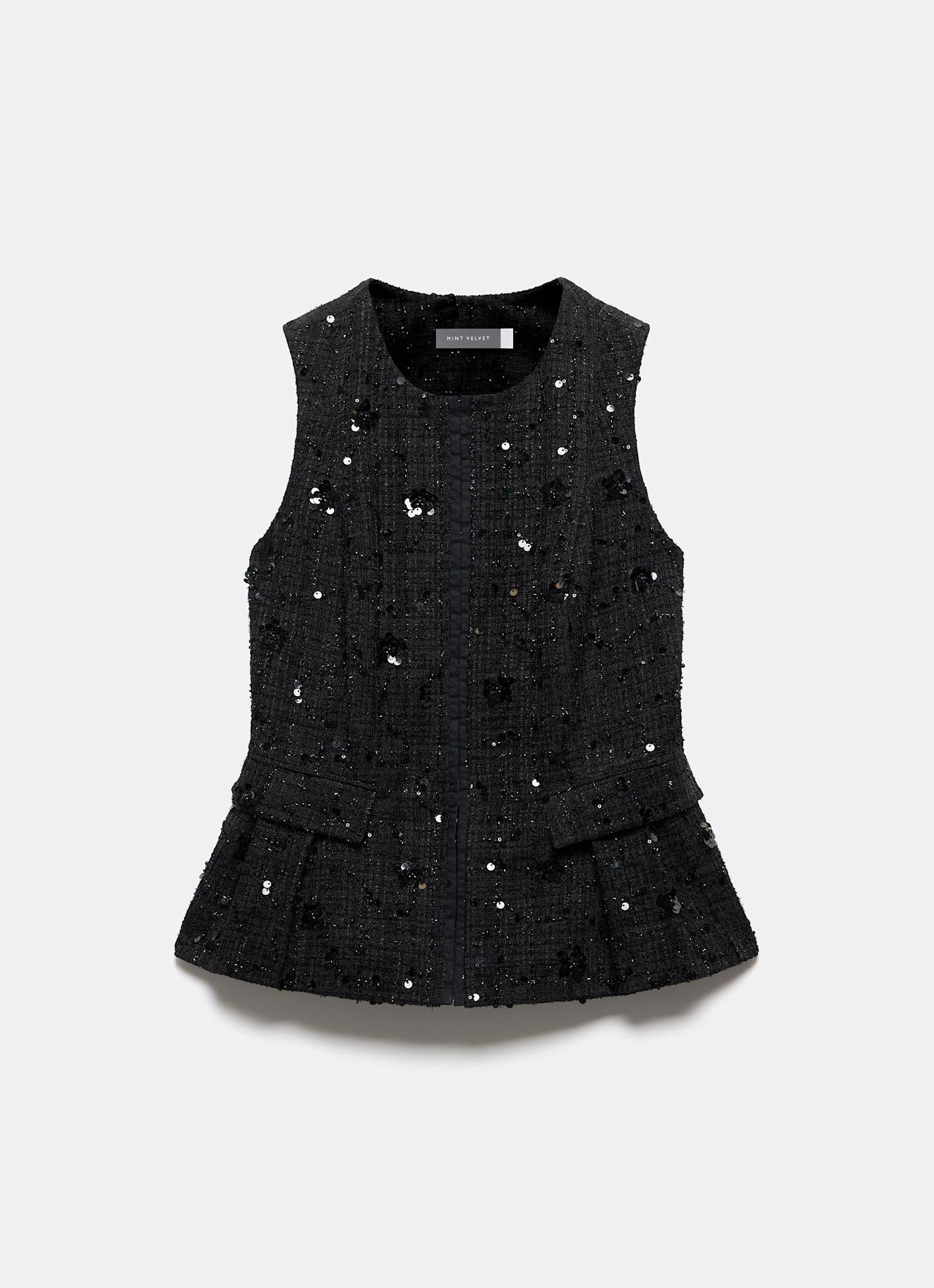 Black Embellished Backless Waistcoat - Image 7
