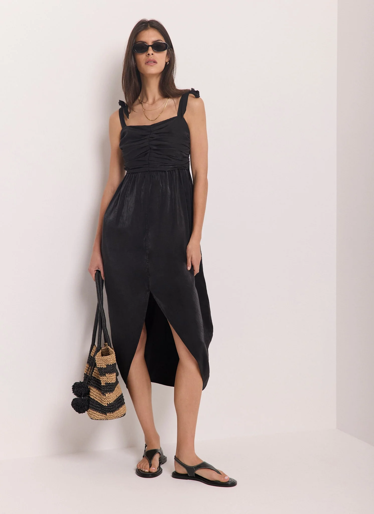 Black Tulip Wrap Midi Dress - Image 2