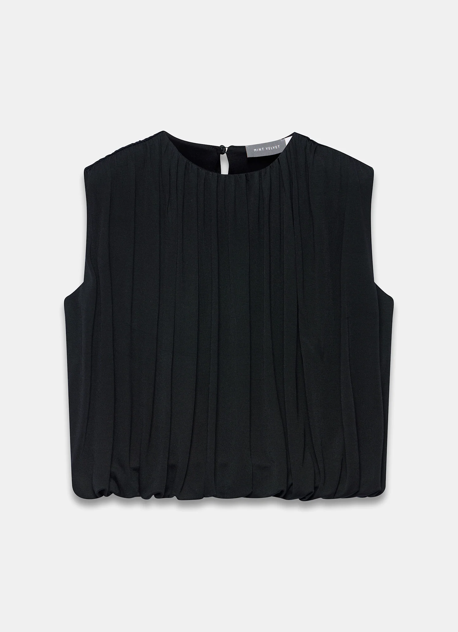 Black Pleated Bubble Hem Top - Image 7