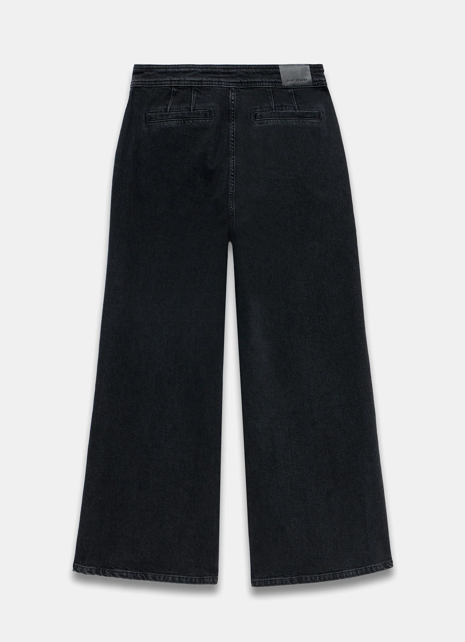 Black Button Detail Wide Jeans - Image 8