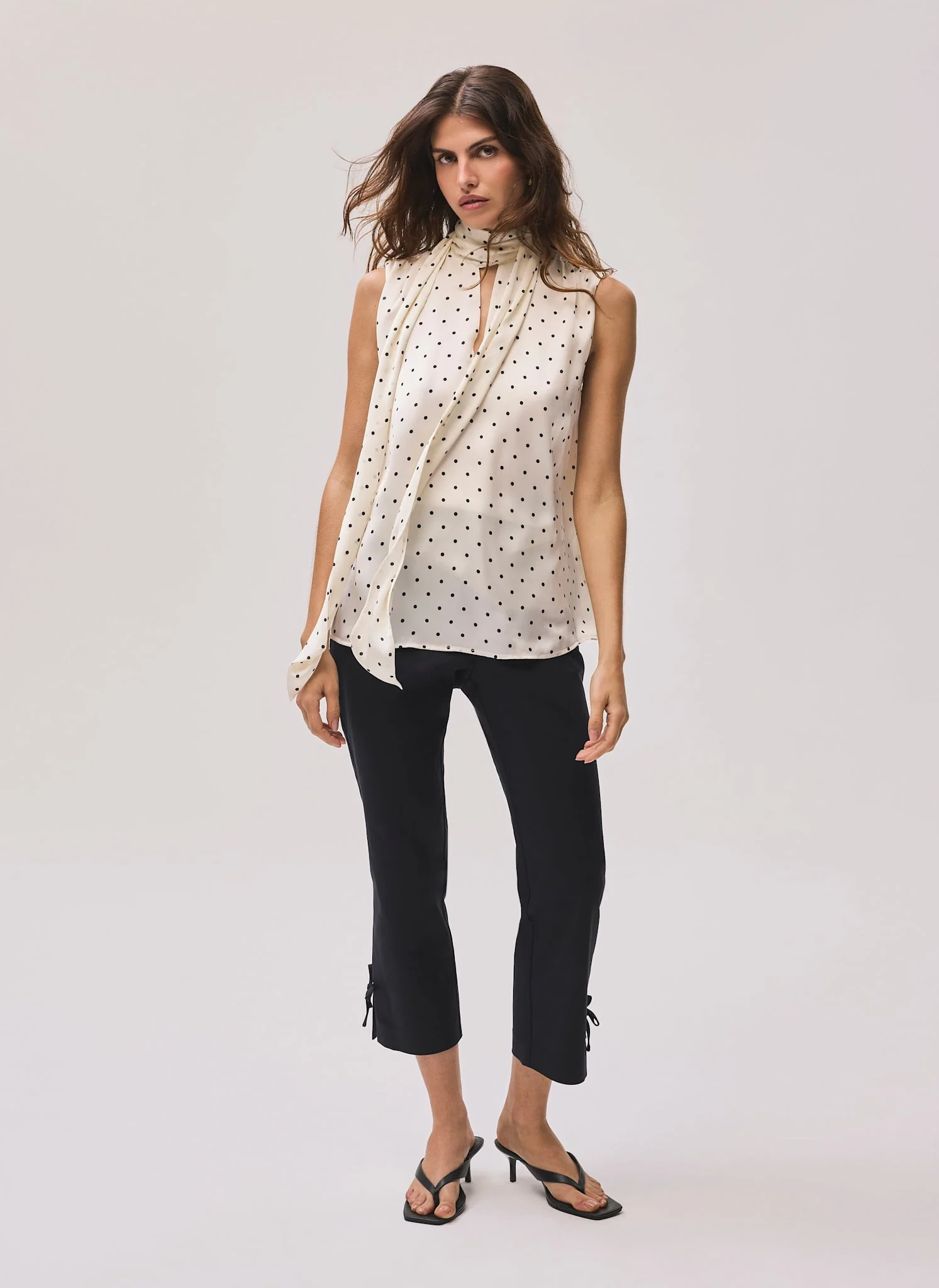 Black Cotton Blend Capri Trousers - Image 2