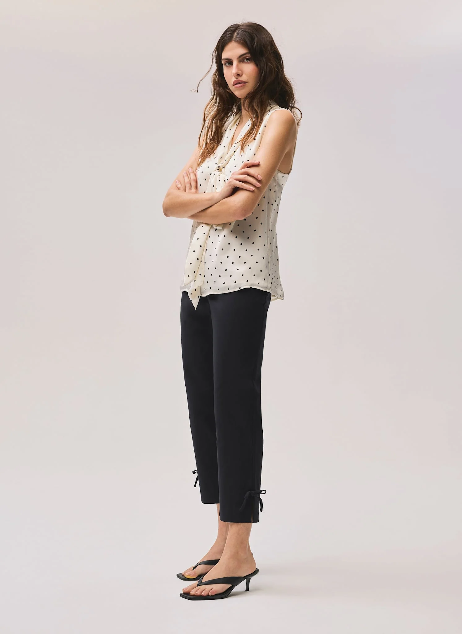 Black Cotton Blend Capri Trousers - Image 4