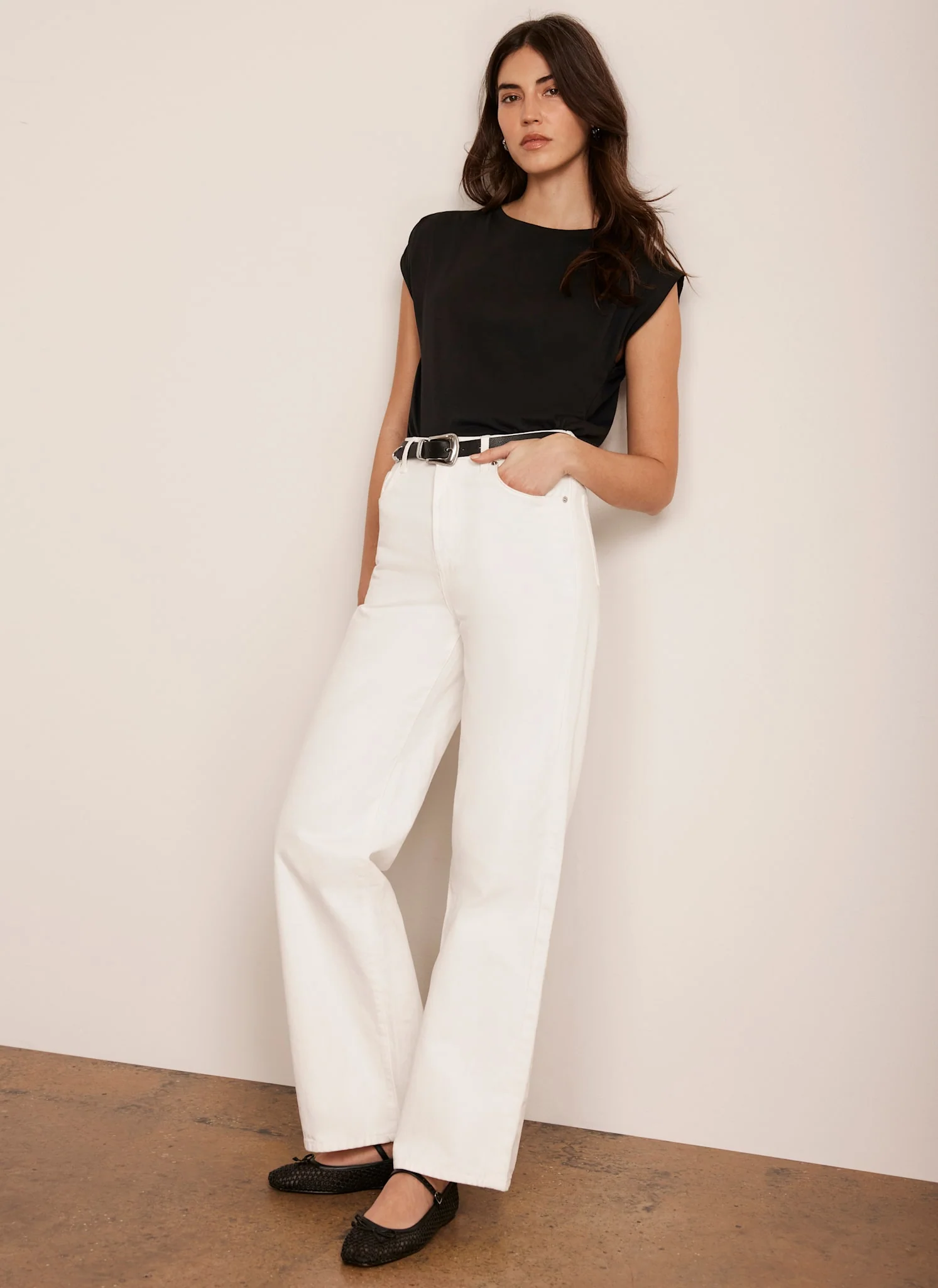 Black Cotton Extended Shoulder T-Shirt - Image 3