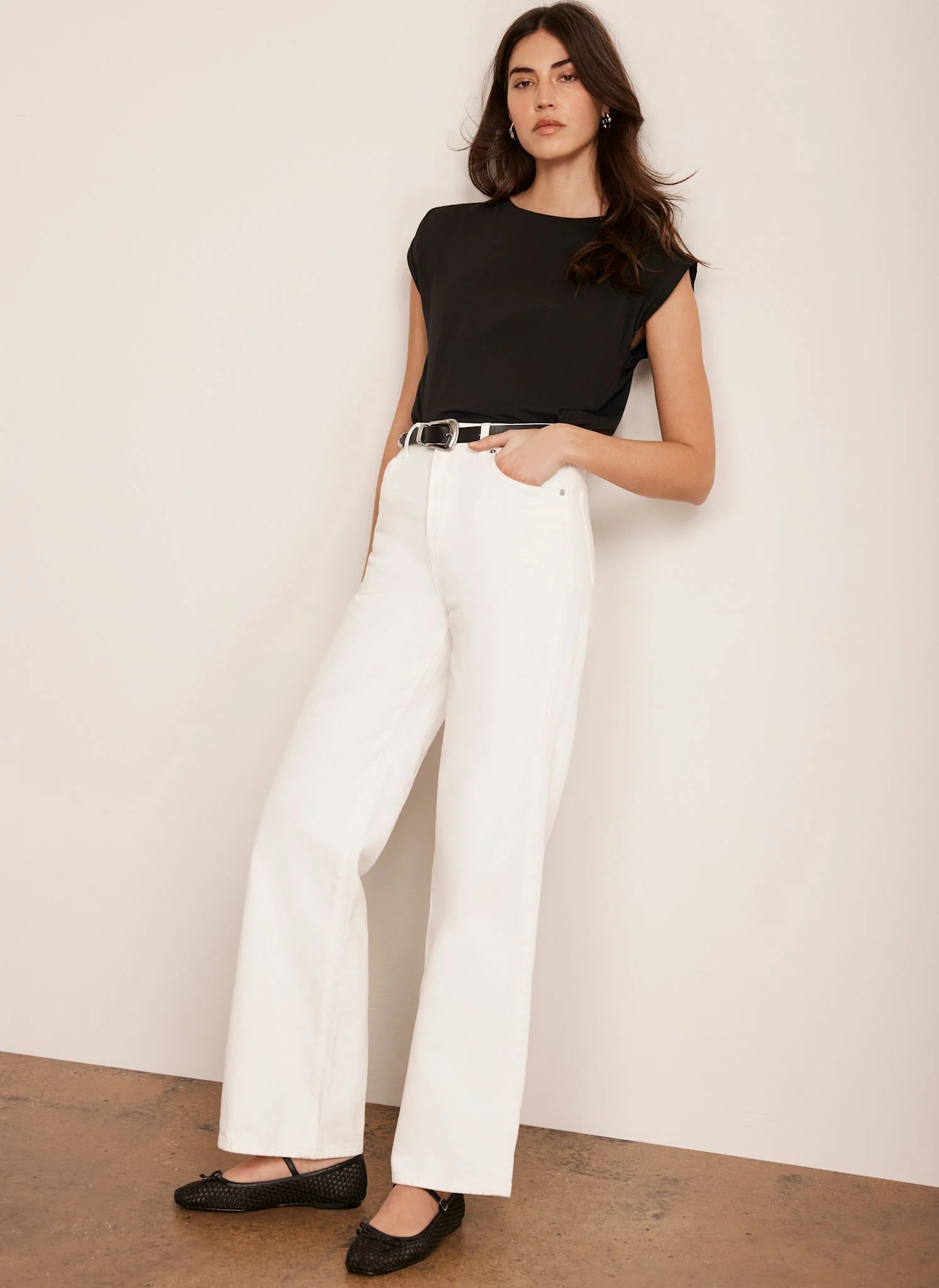 Black Cotton Extended Shoulder T-Shirt - Image 6