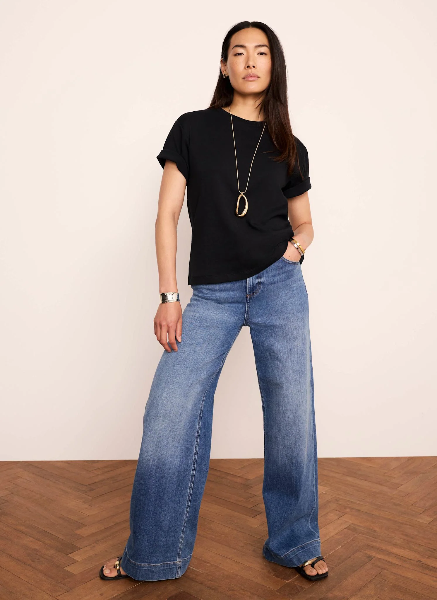 Black Cotton Slim Fit T-Shirt - Image 3