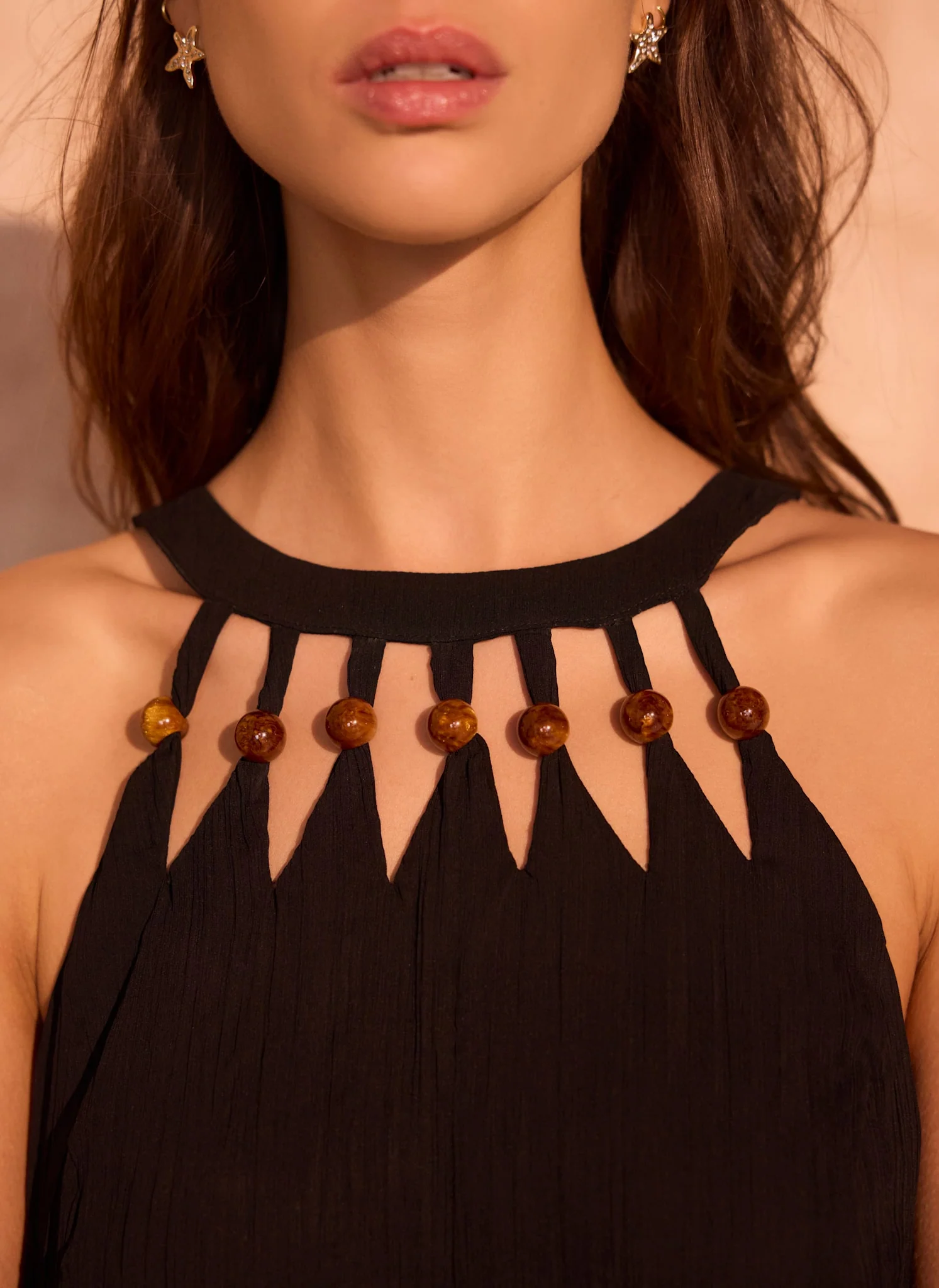 Black Beaded Halter Maxi Dress - Image 6