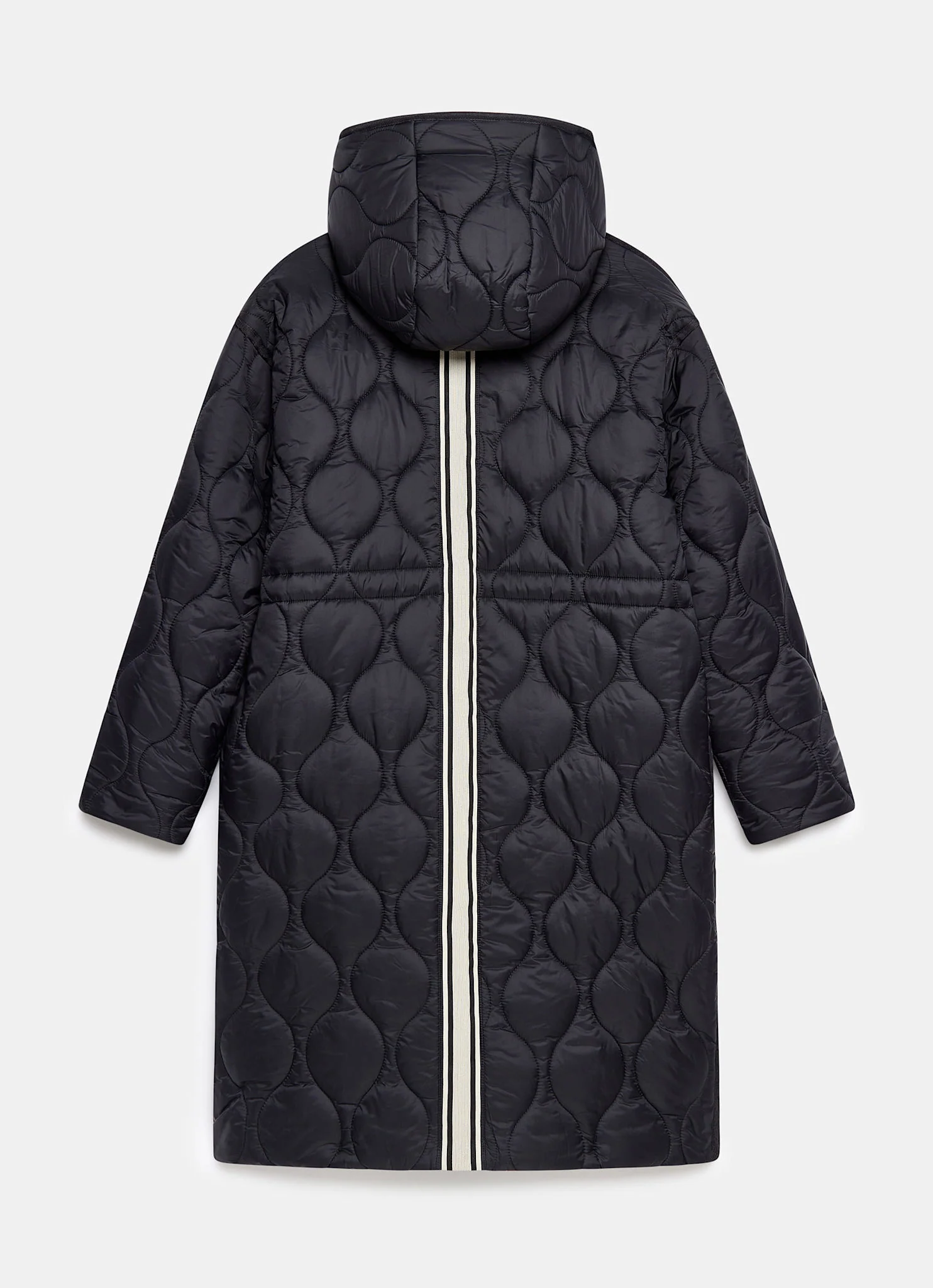 Black Double Layer Quilted Coat - Image 8