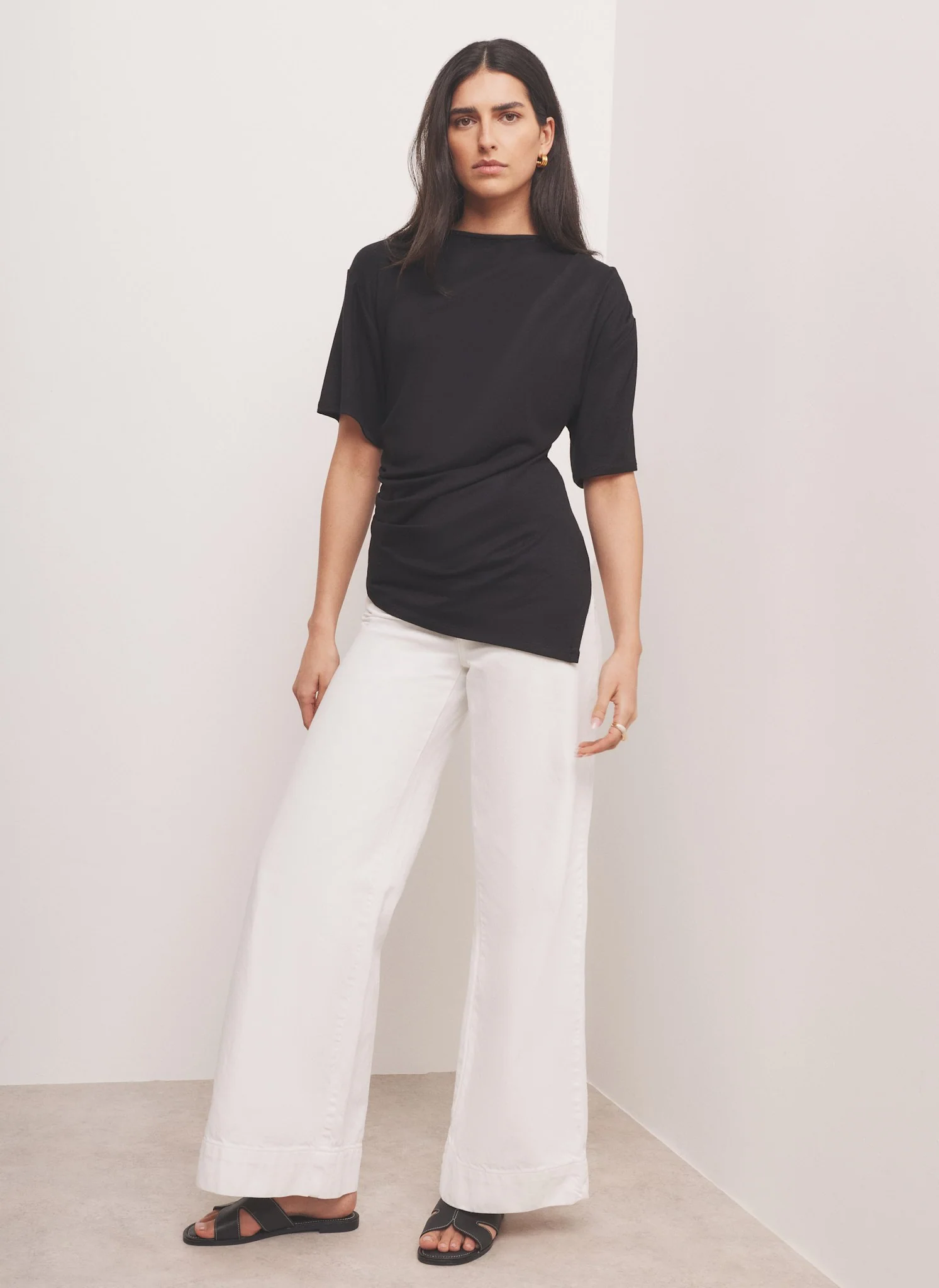 Black Draped Asymmetric Top - Image 2