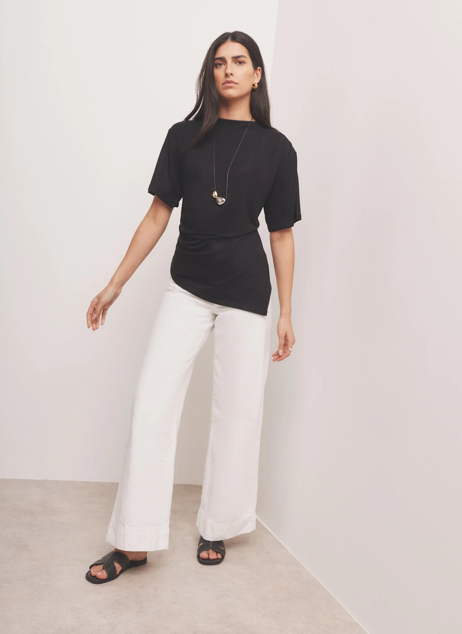 Black Draped Asymmetric Top - Image 5