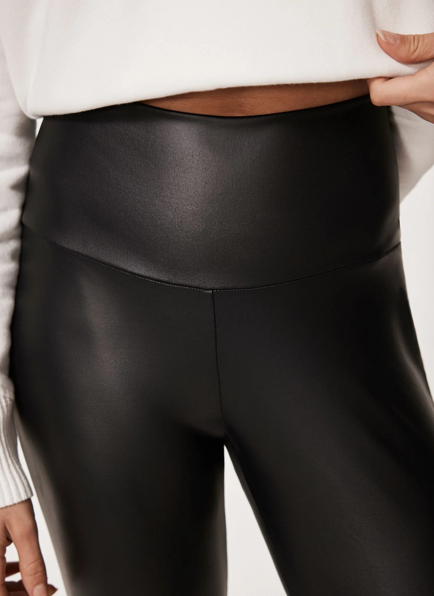 Black Faux Leather Leggings - Image 3