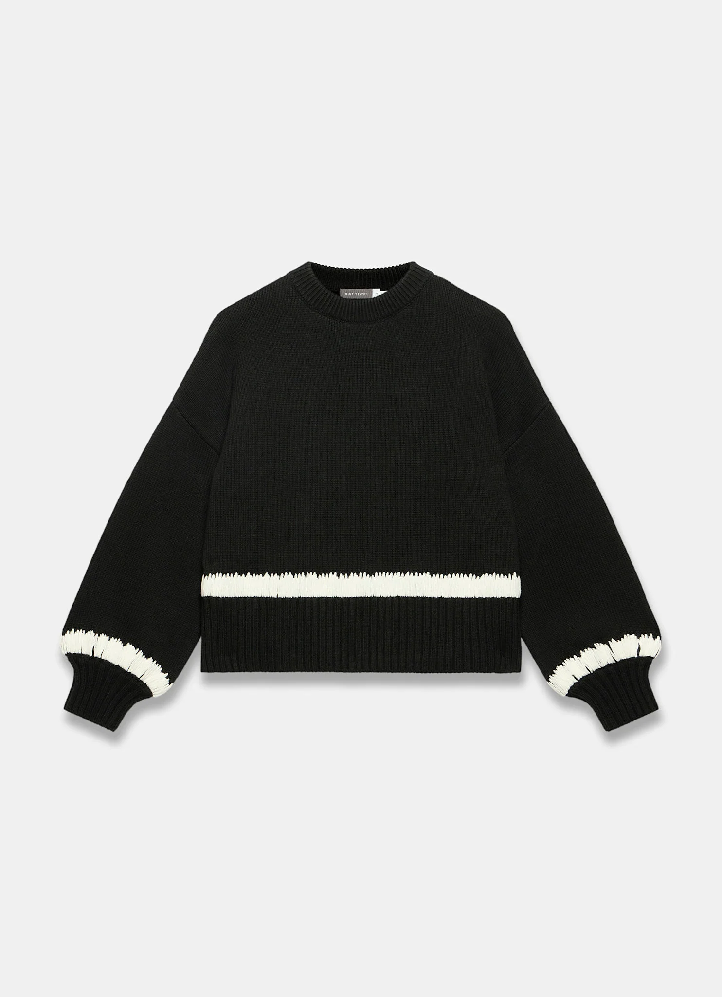 Black Cotton Blend Contrast Detail Jumper - Image 6