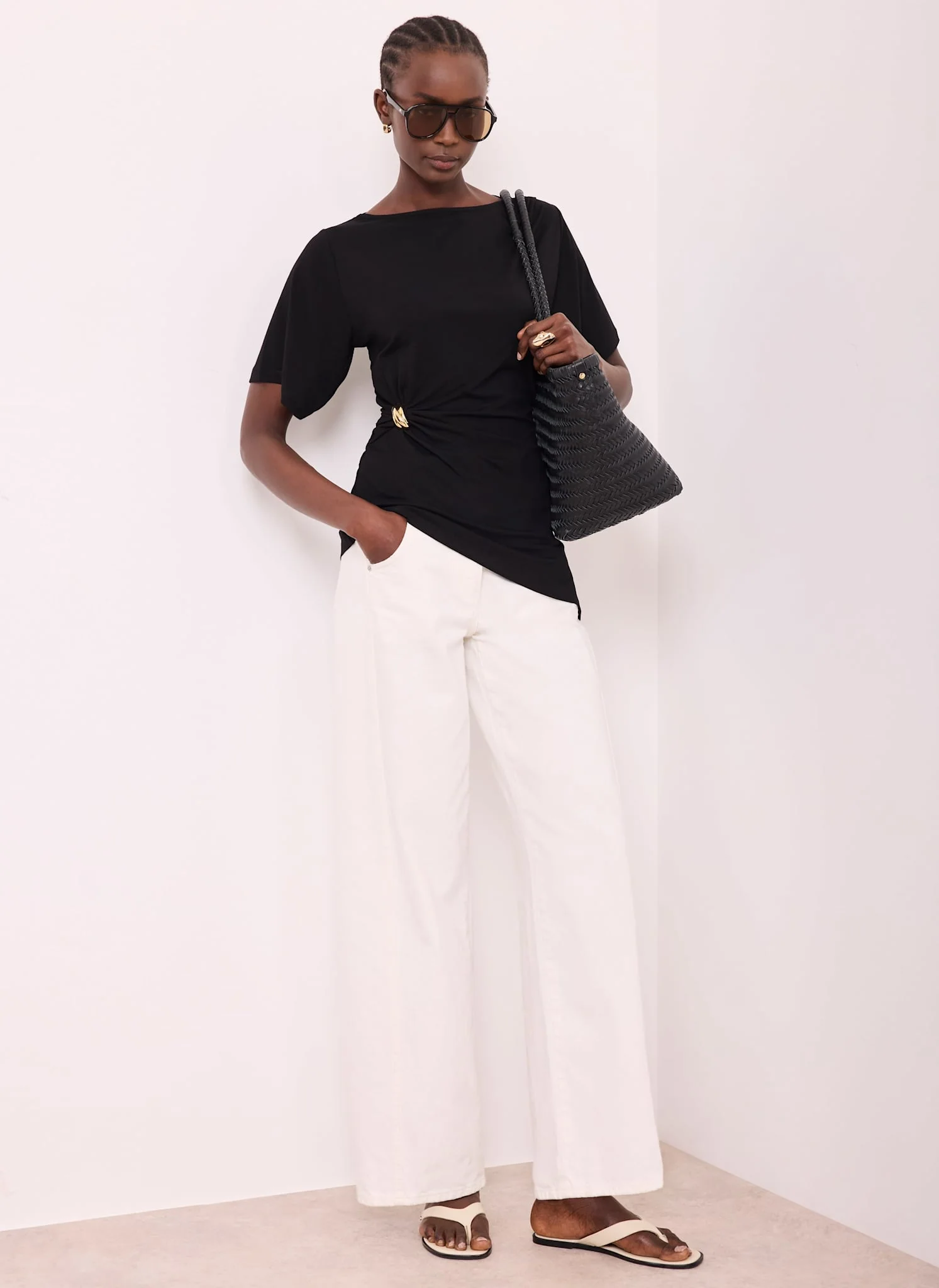 Black Gathered Detail Top - Image 5