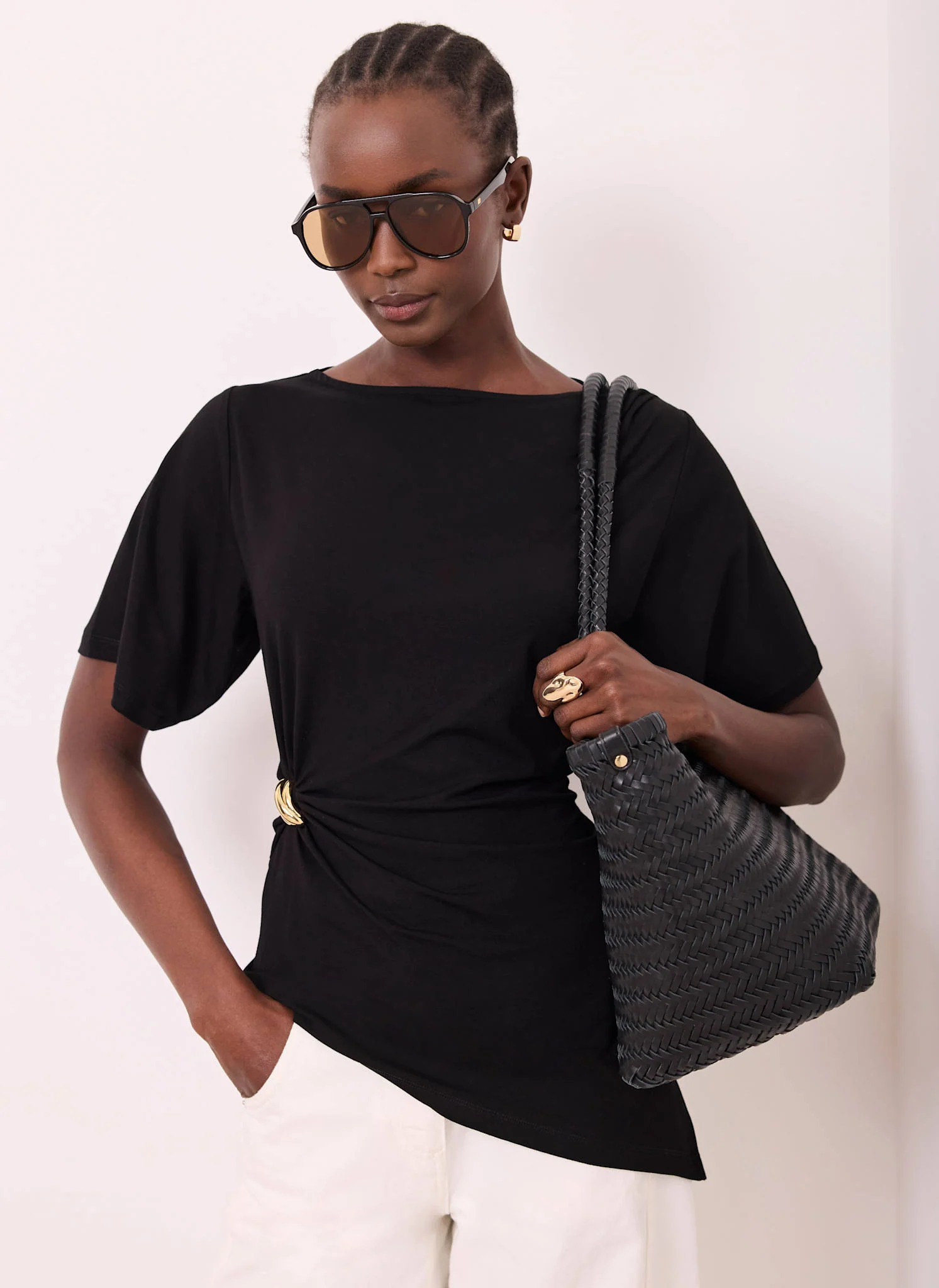 Black Gathered Detail Top - Image 6