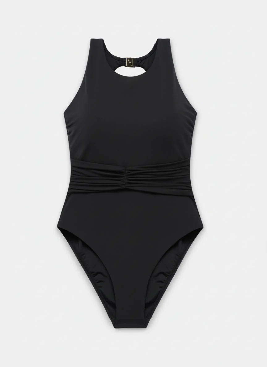 Black High Neck Swimsuit - Image 6