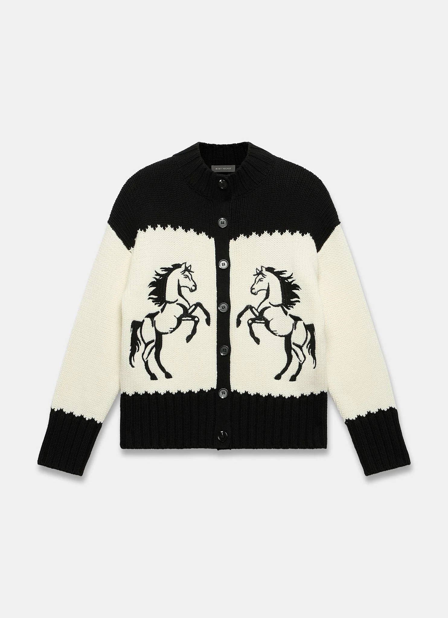 Black Cotton Blend Horse Cardigan - Image 7