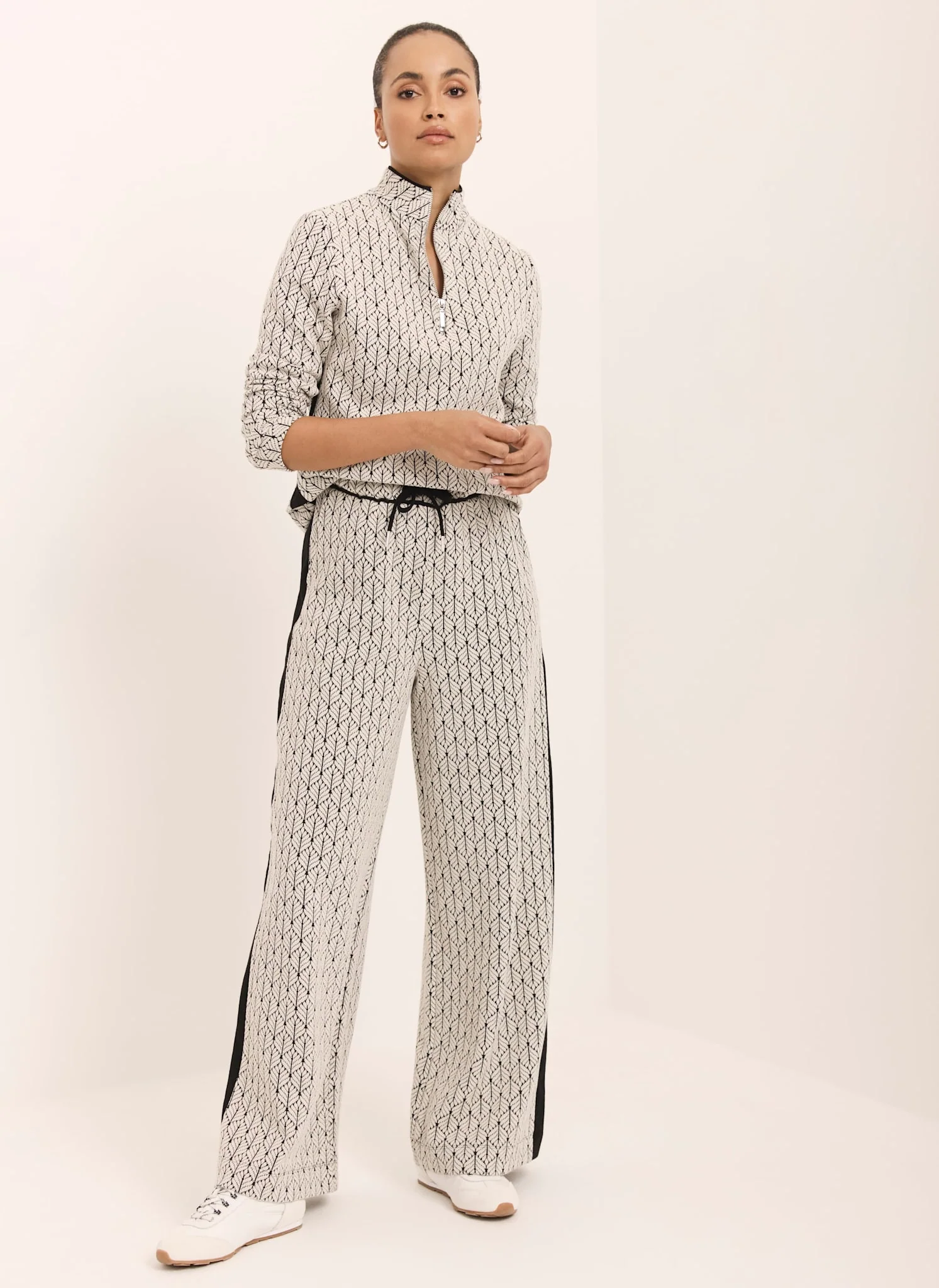 Black Jacquard Side Stripe Wide Trousers - Image 5