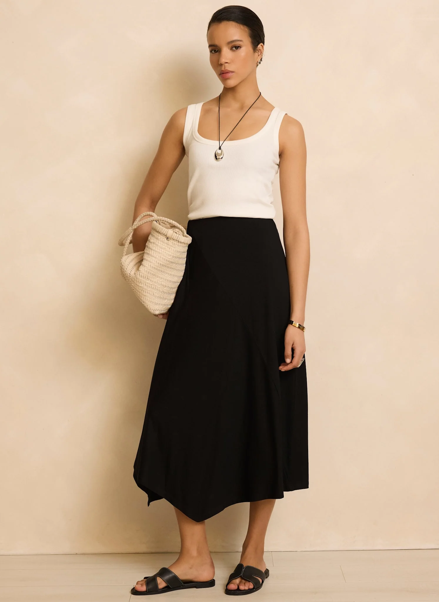 Black Jersey Asymmetric Skirt - Image 3