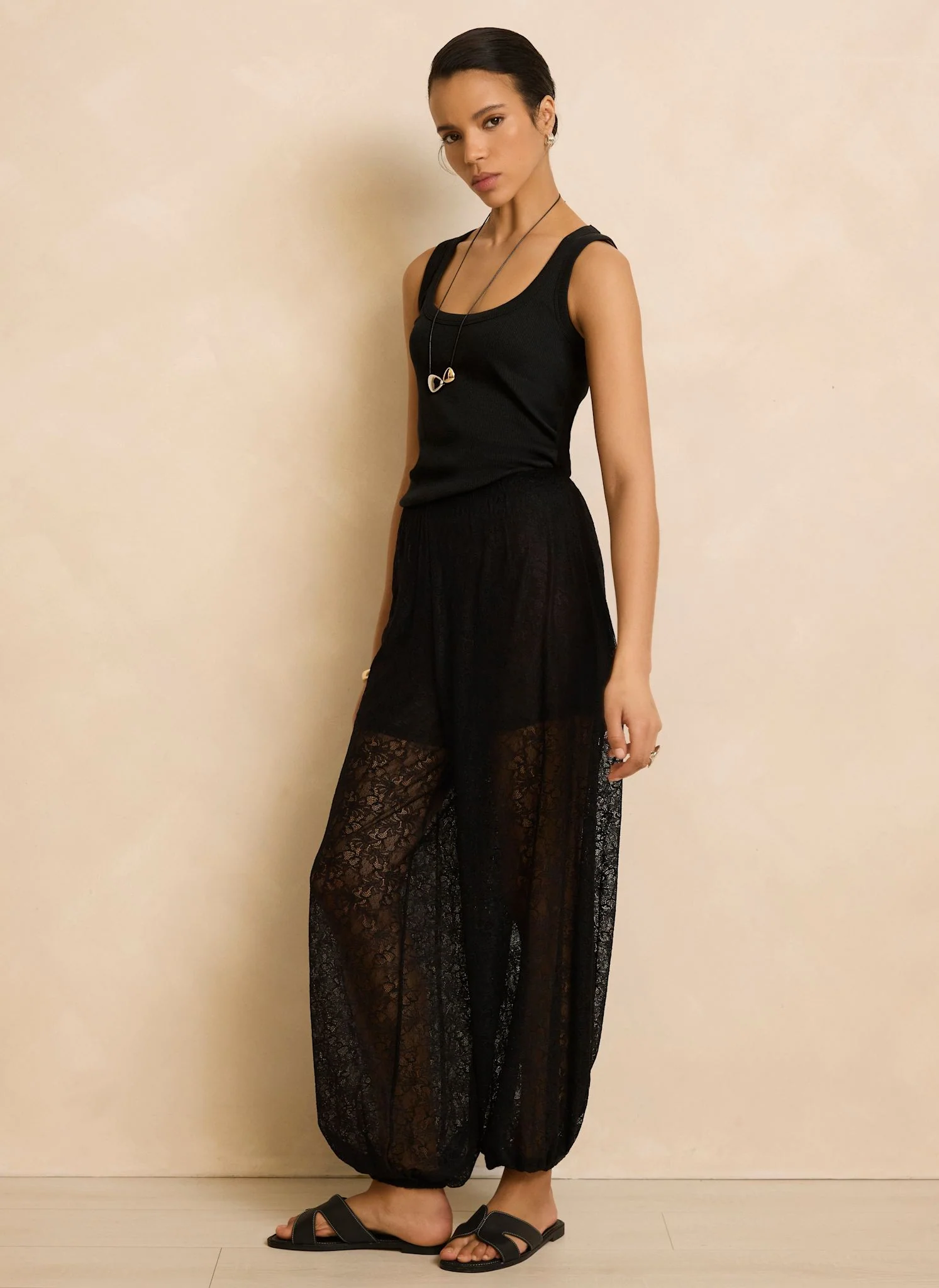 Black Lace Balloon Trousers - Image 5
