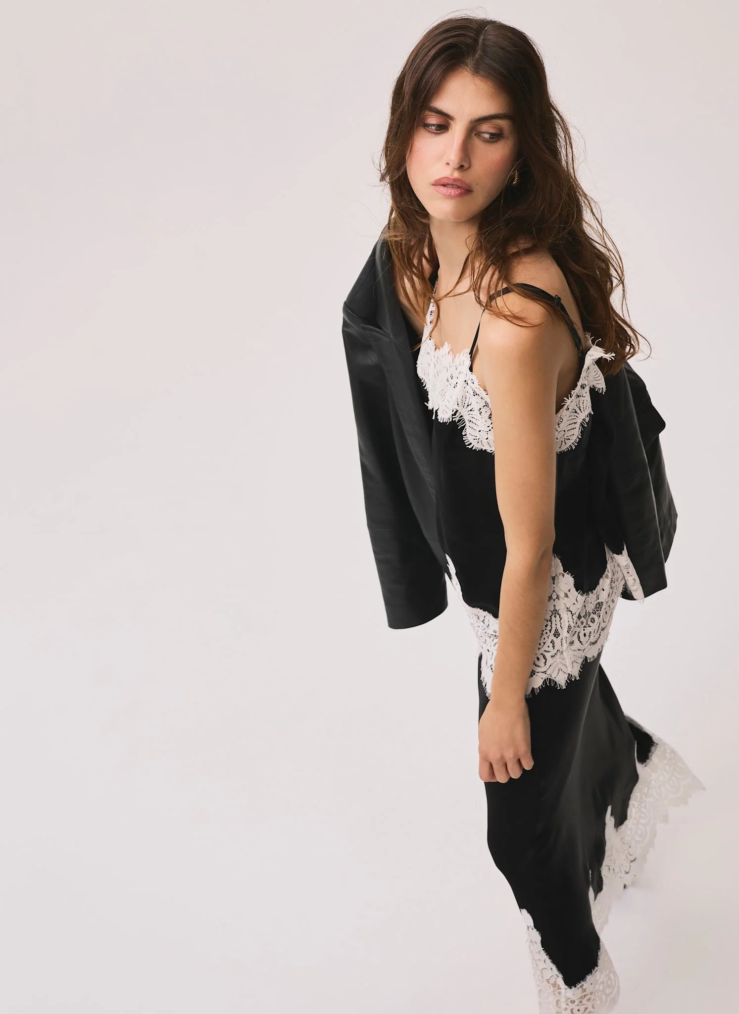 Black Satin Lace Camisole Top - Image 5