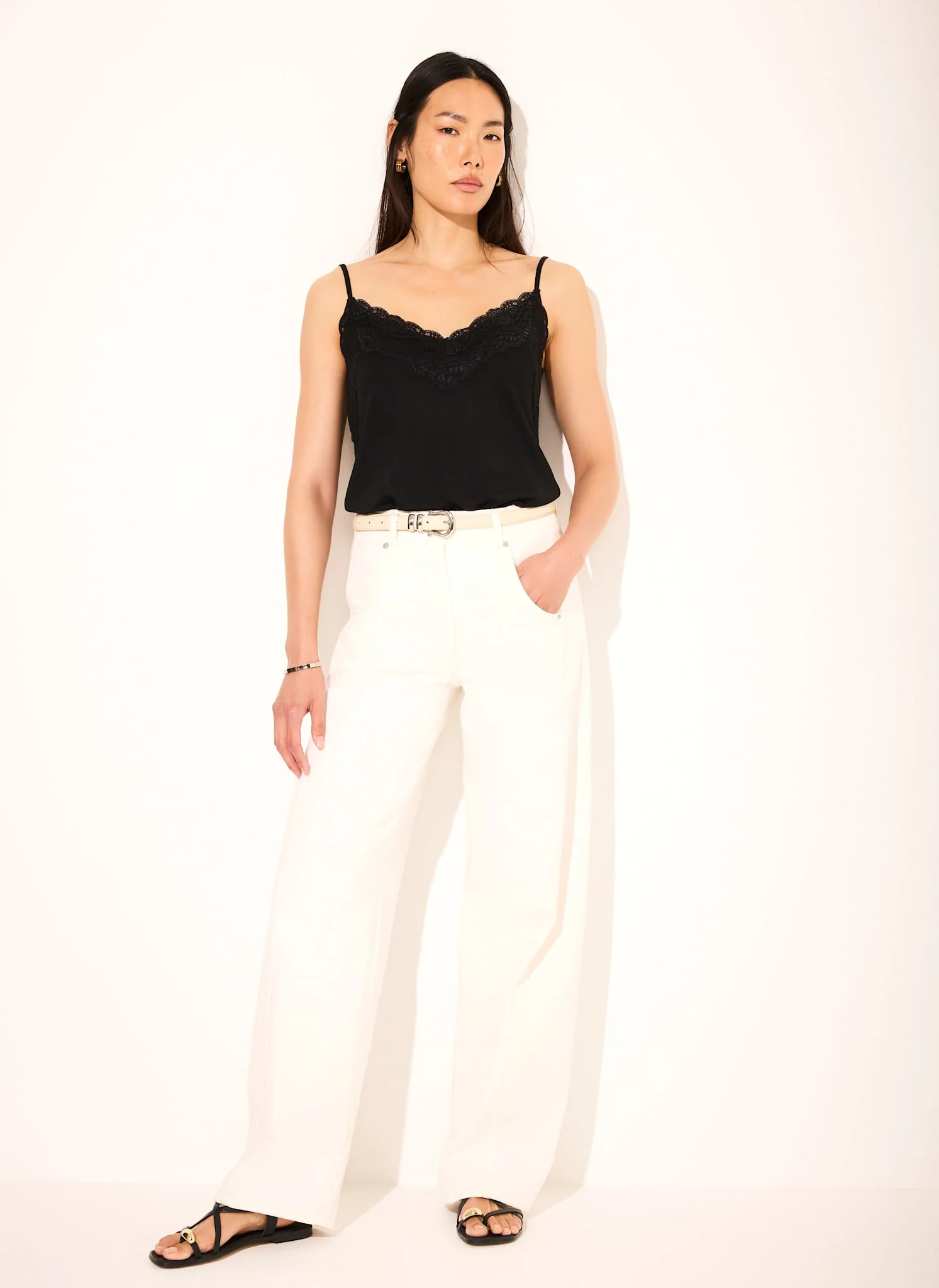 Black Lace Detail Camisole Top - Image 4
